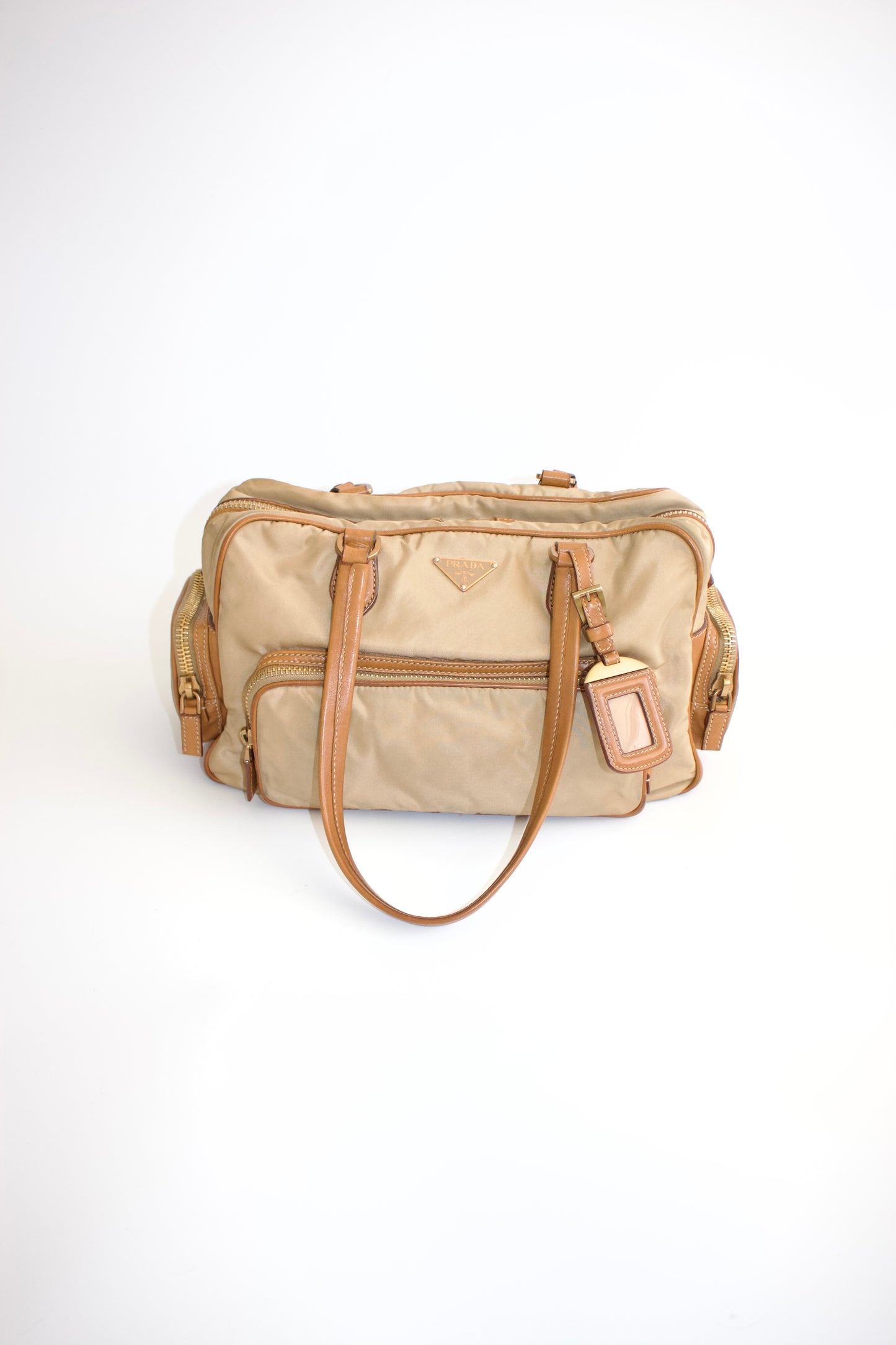 Prada SS 2004 leather and nylon shoulder bag