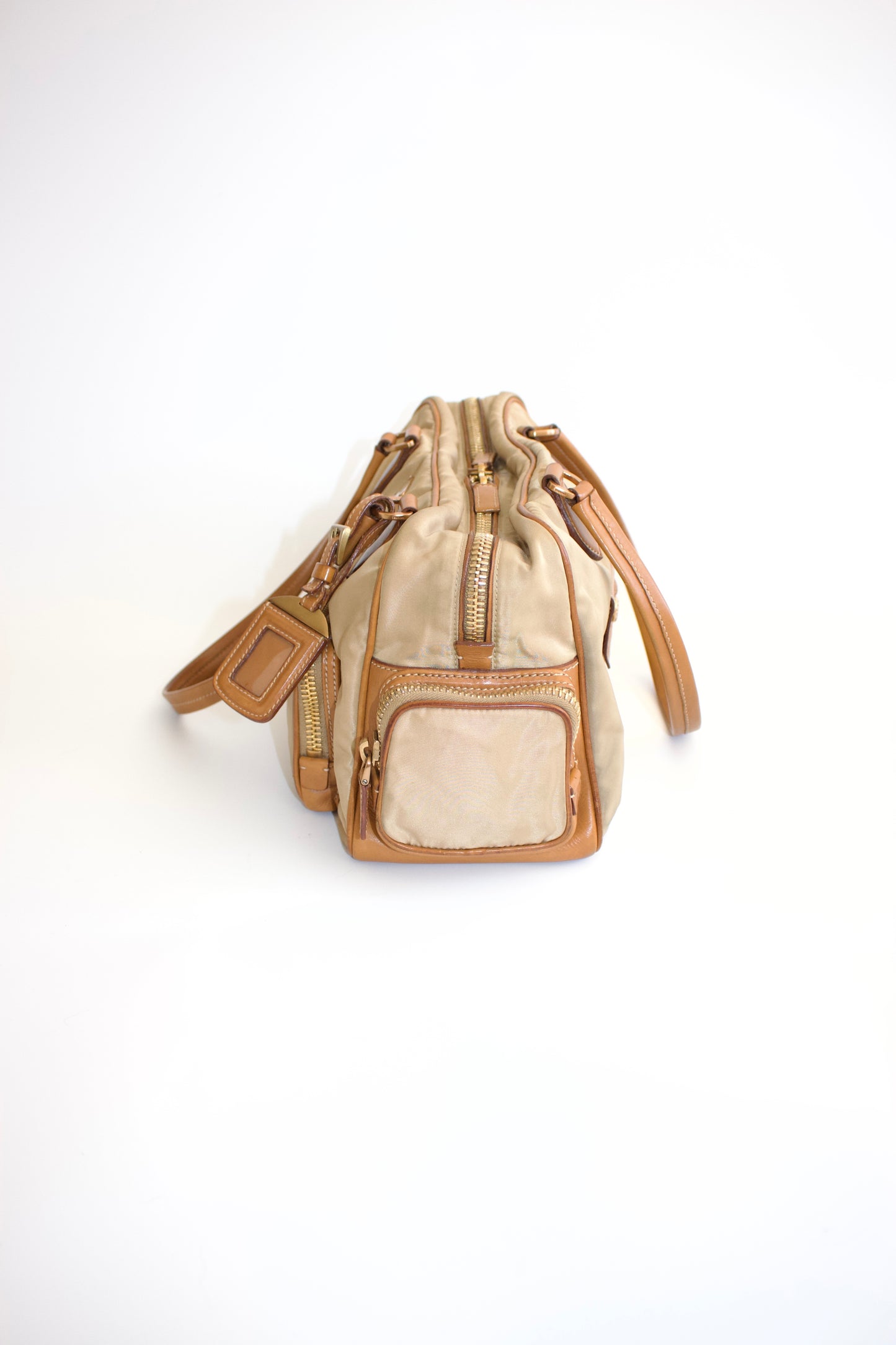 Prada SS 2004 leather and nylon shoulder bag