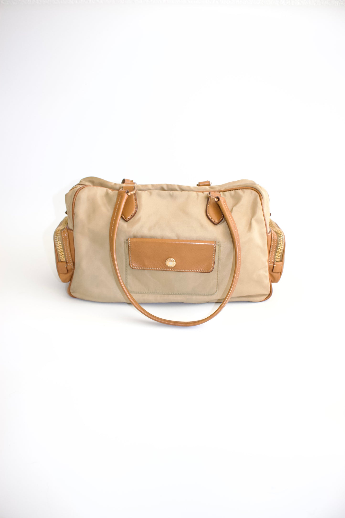 Prada SS 2004 leather and nylon shoulder bag