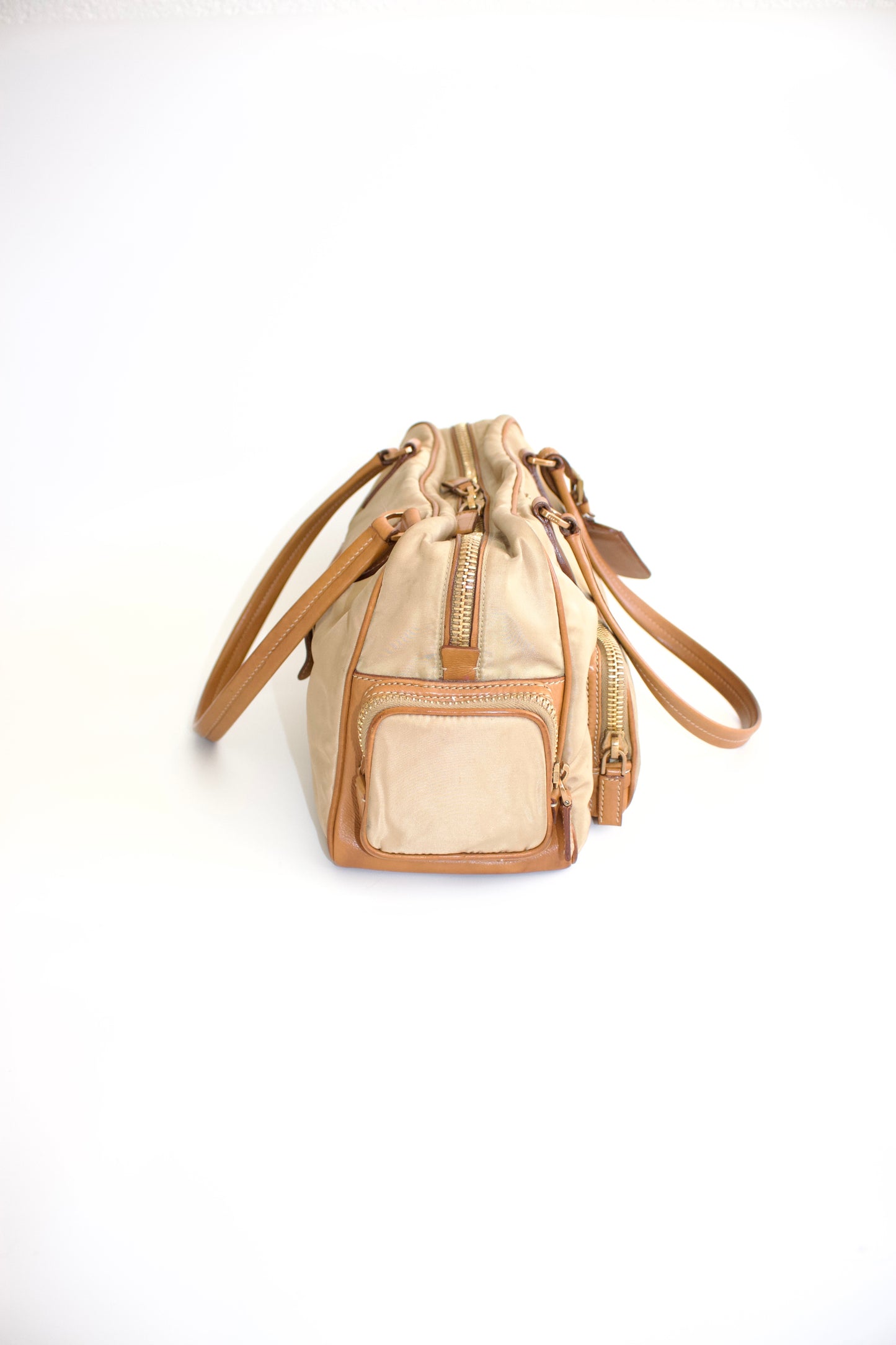 Prada SS 2004 leather and nylon shoulder bag