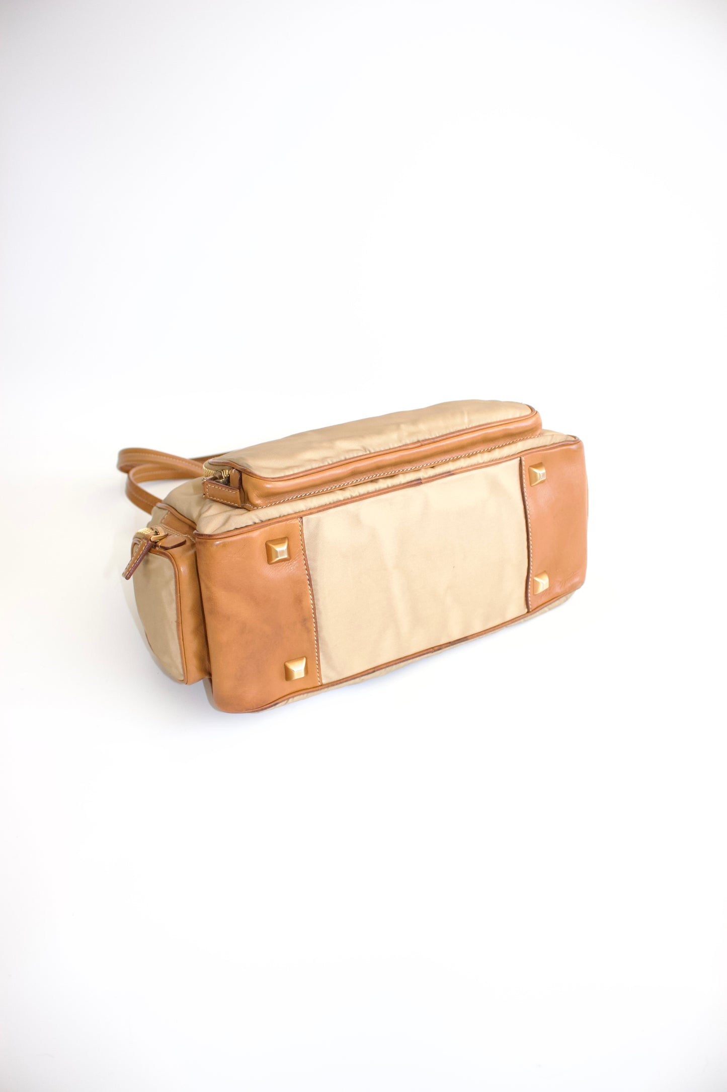 Prada SS 2004 leather and nylon shoulder bag