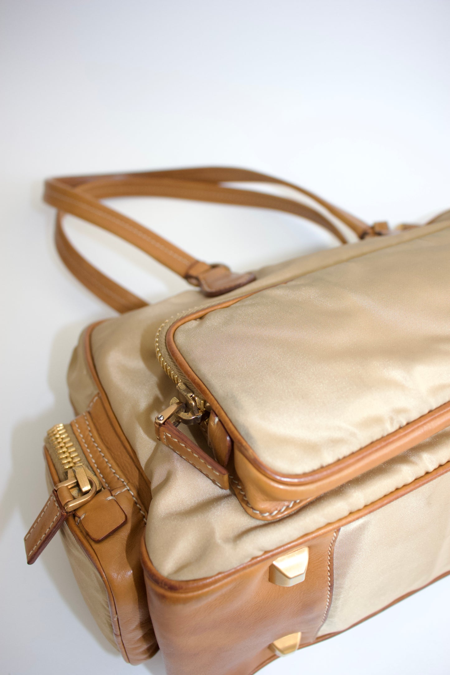 Prada SS 2004 leather and nylon shoulder bag