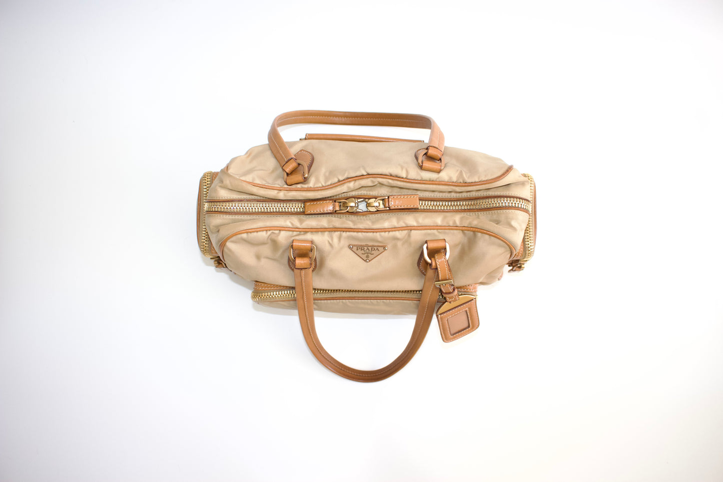 Prada SS 2004 leather and nylon shoulder bag