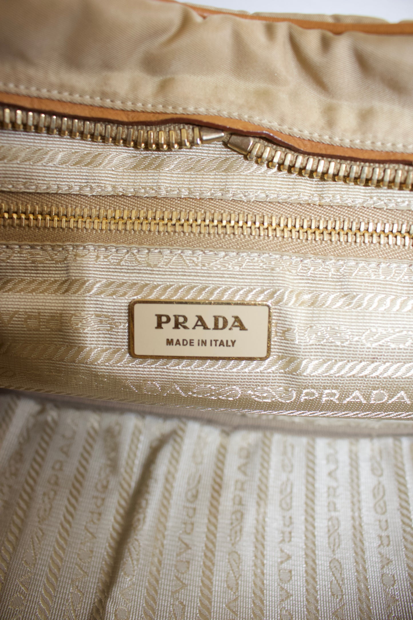 Prada SS 2004 leather and nylon shoulder bag