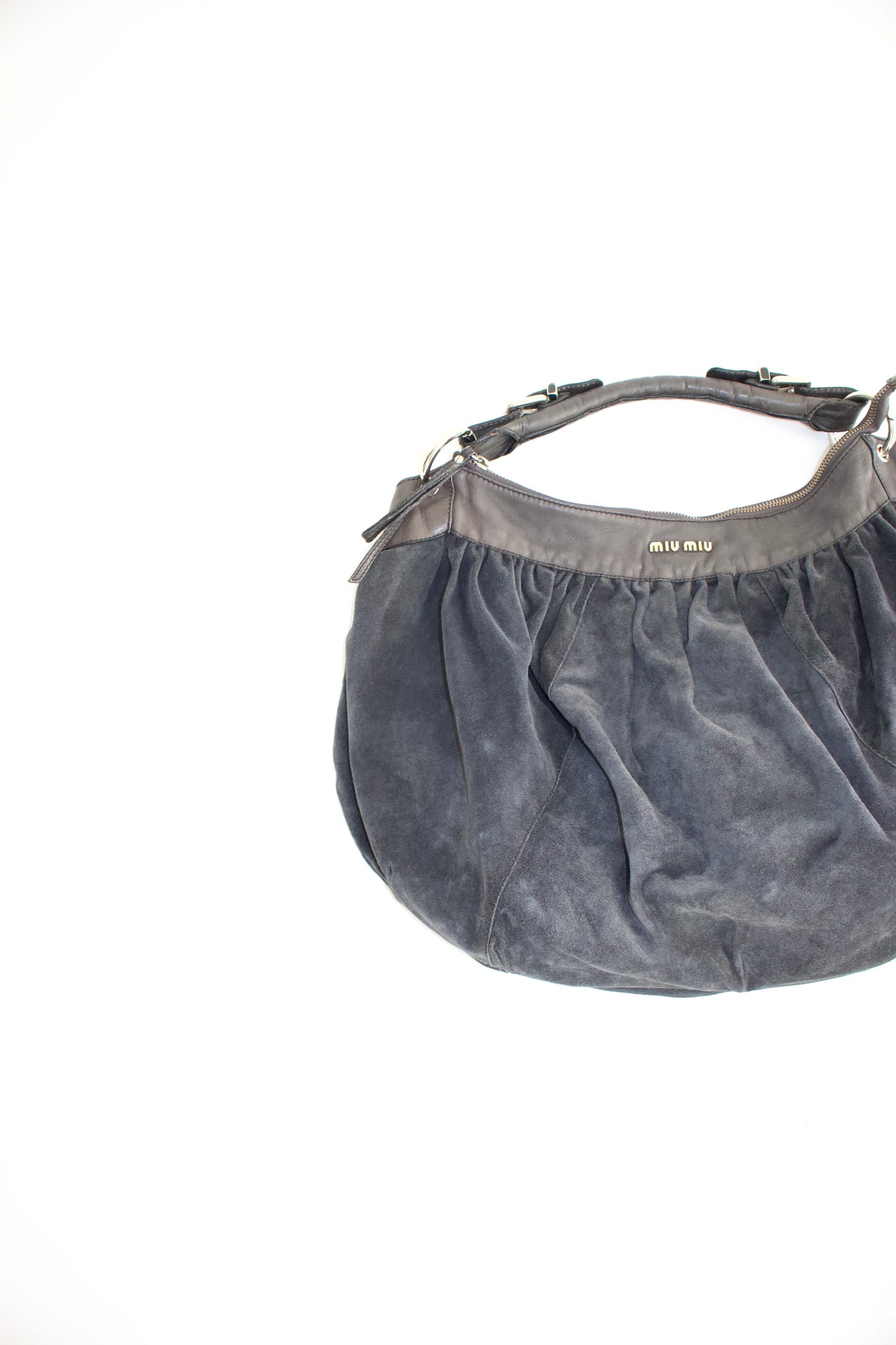 Miu Miu grey suede hobo bag