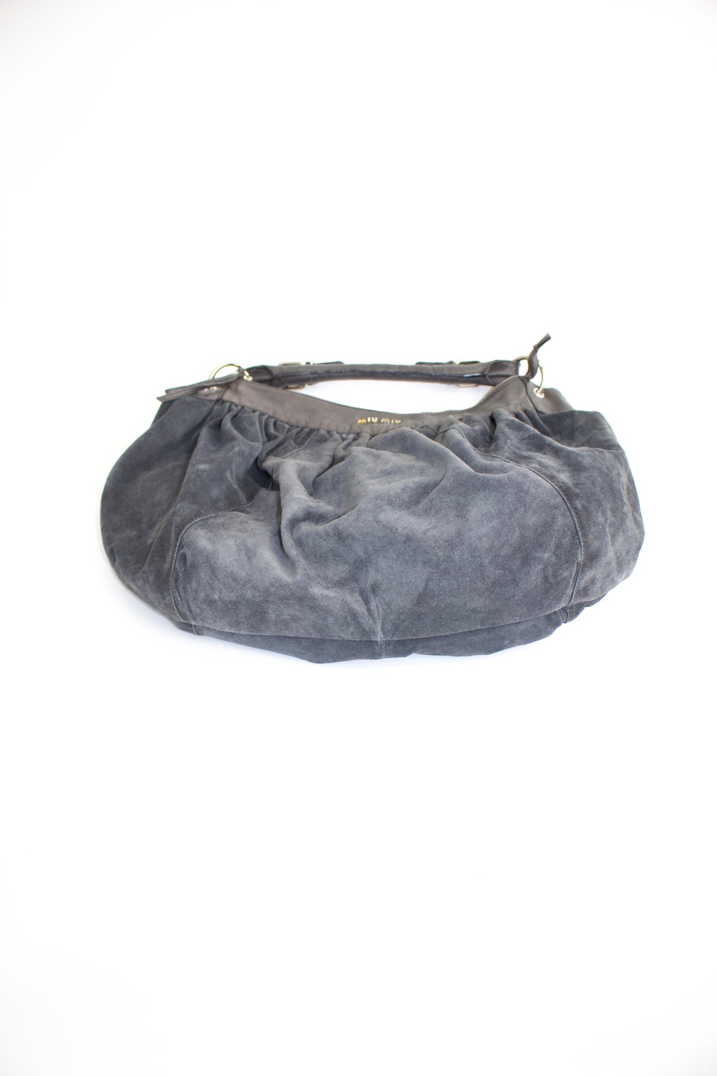 Miu Miu grey suede hobo bag
