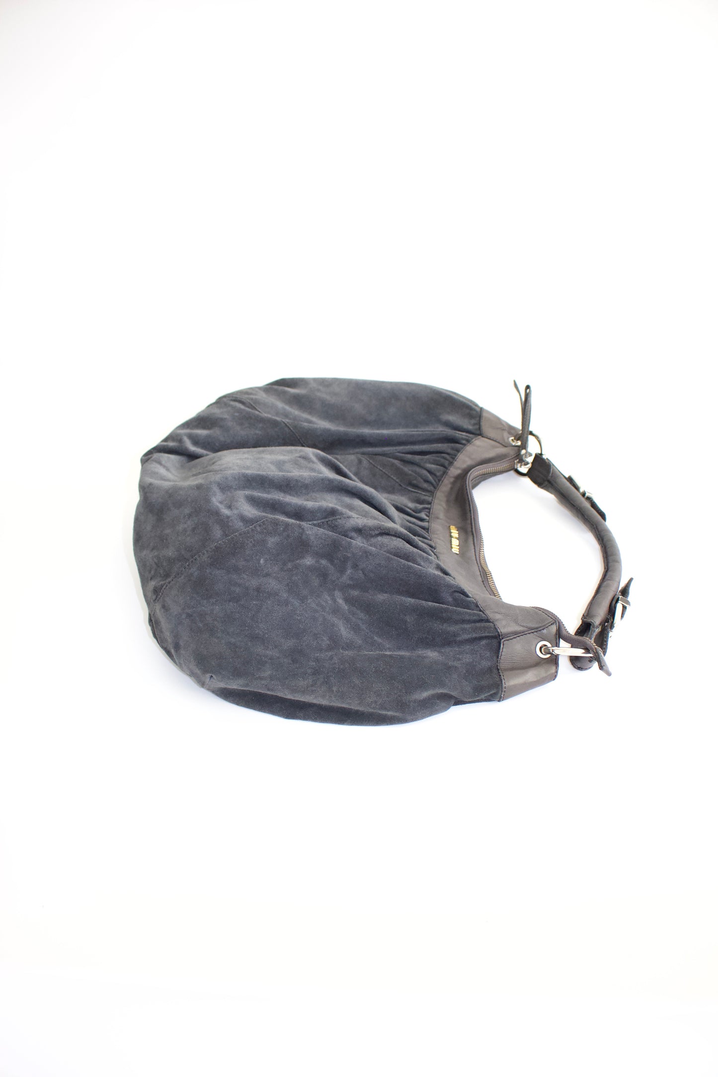 Miu Miu grey suede hobo bag
