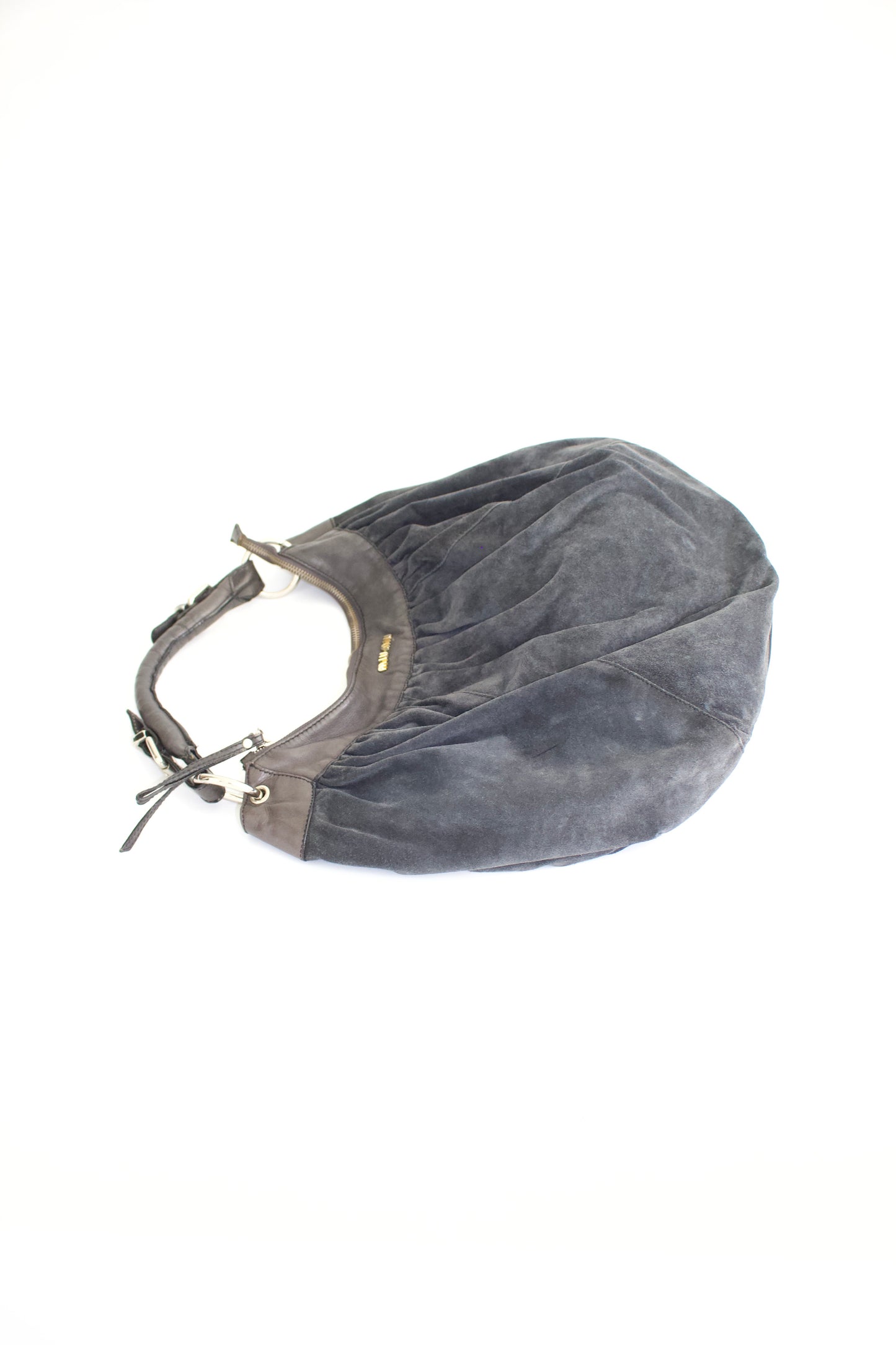 Miu Miu grey suede hobo bag