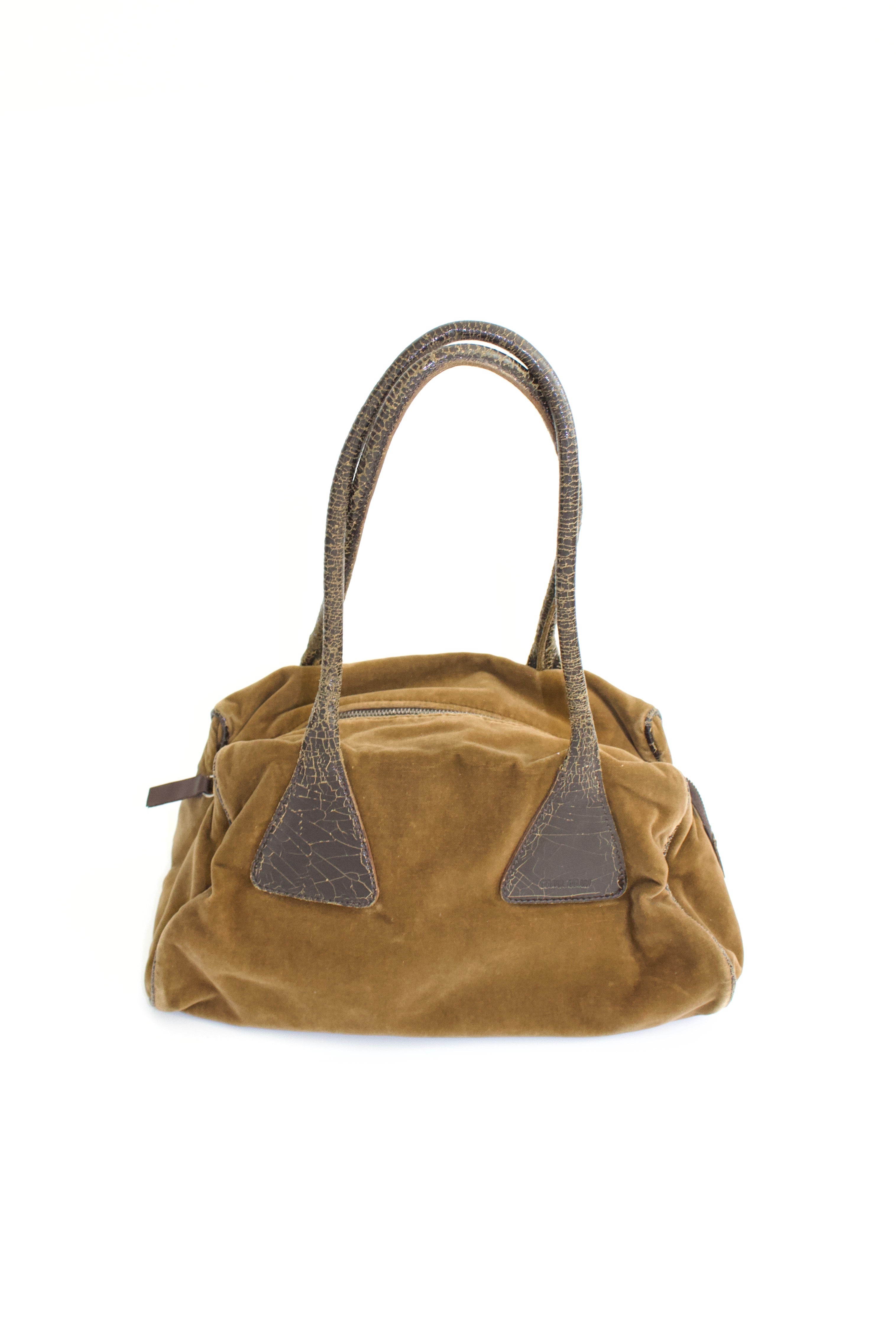 バッグ MIU MIU cracked leather tote bag archive Miu Miu Vintage Cracking Leather Flower Pattern Studs Design