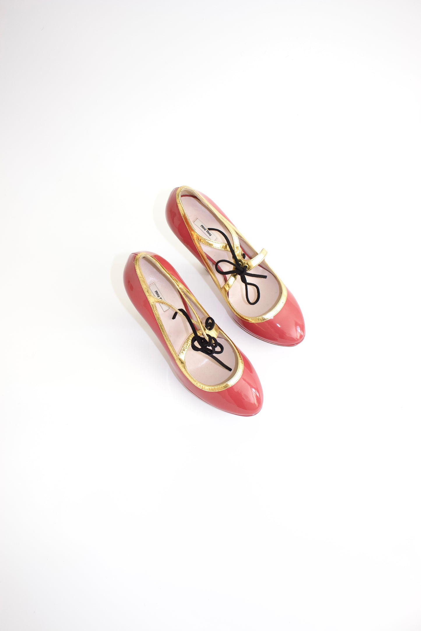 Miu Miu SS 2008 red and gold pumps