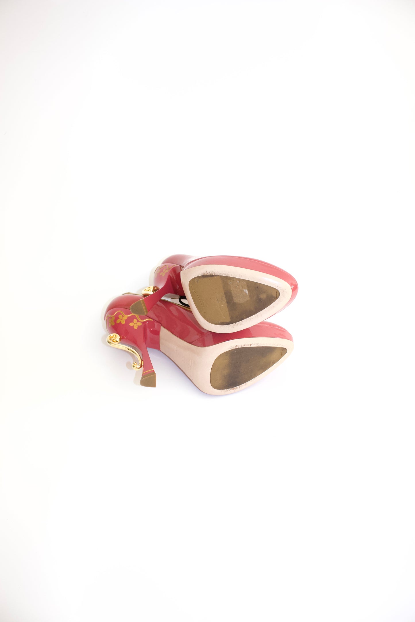 Miu Miu SS 2008 red and gold pumps