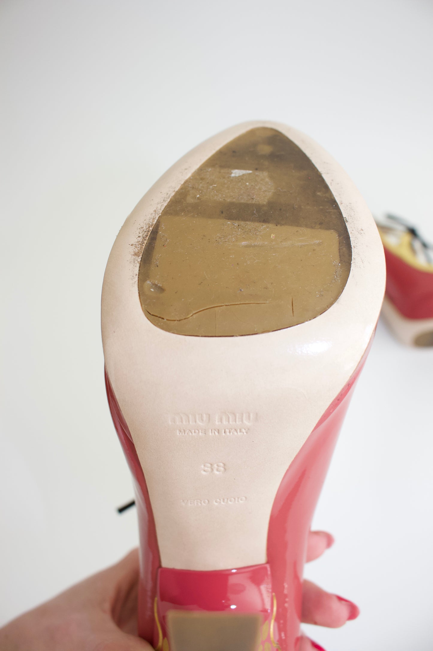 Miu Miu SS 2008 red and gold pumps
