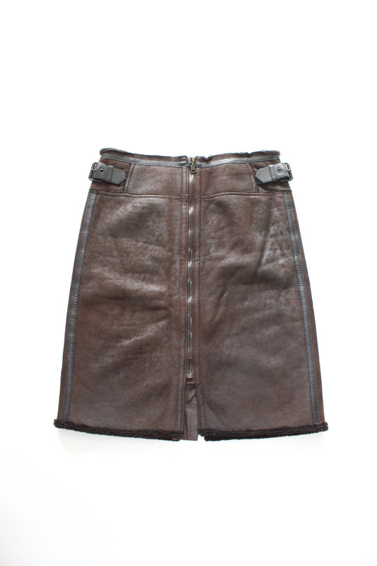 Prada 2000s brown shearling skirt