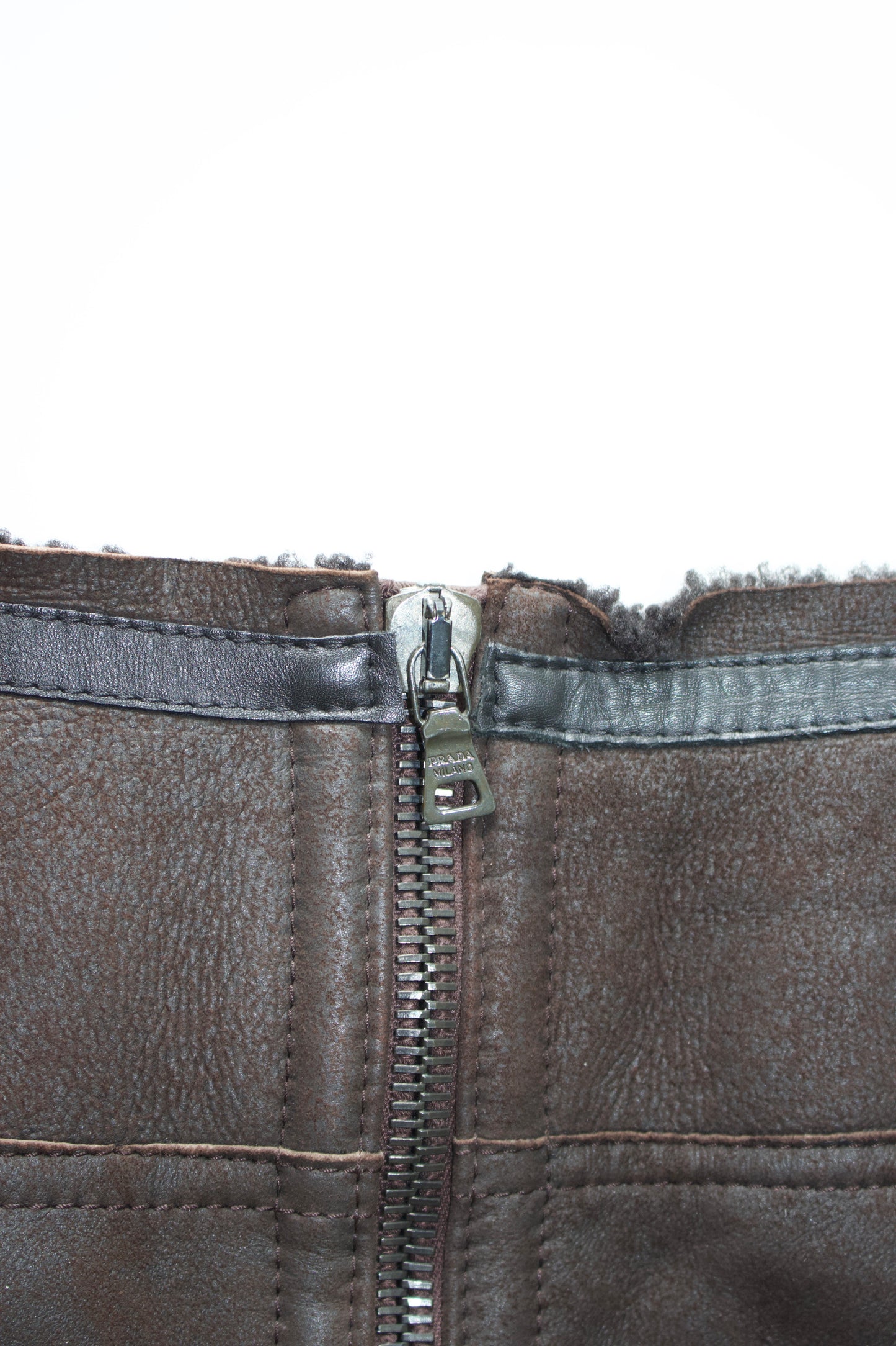 Prada 2000s brown shearling skirt