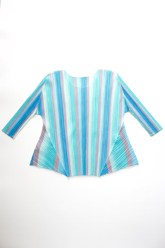 Issey Miyake Pleats Please blue longsleeve top