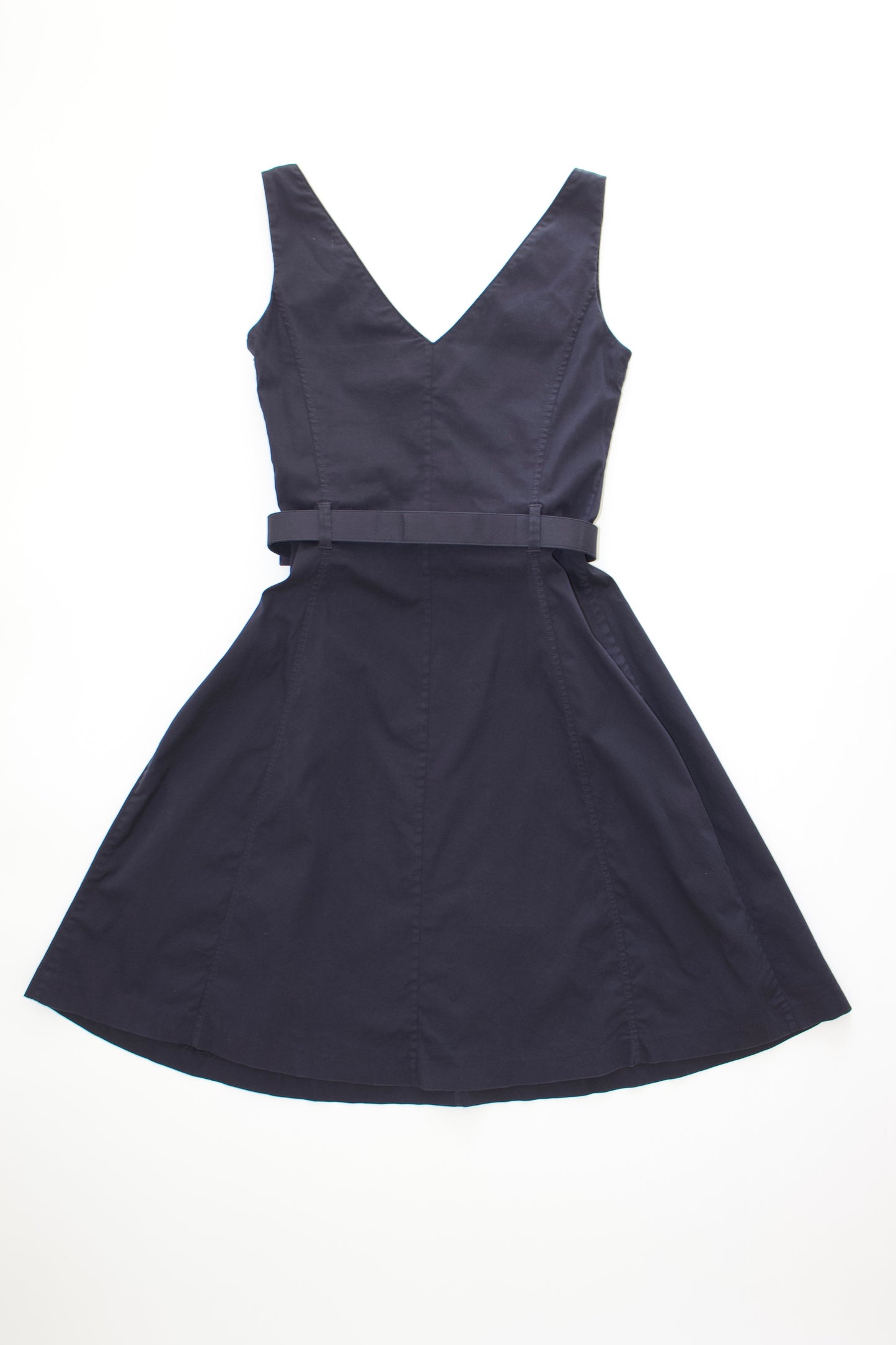 Prada SS 1995 navy A-line dress with logo belt