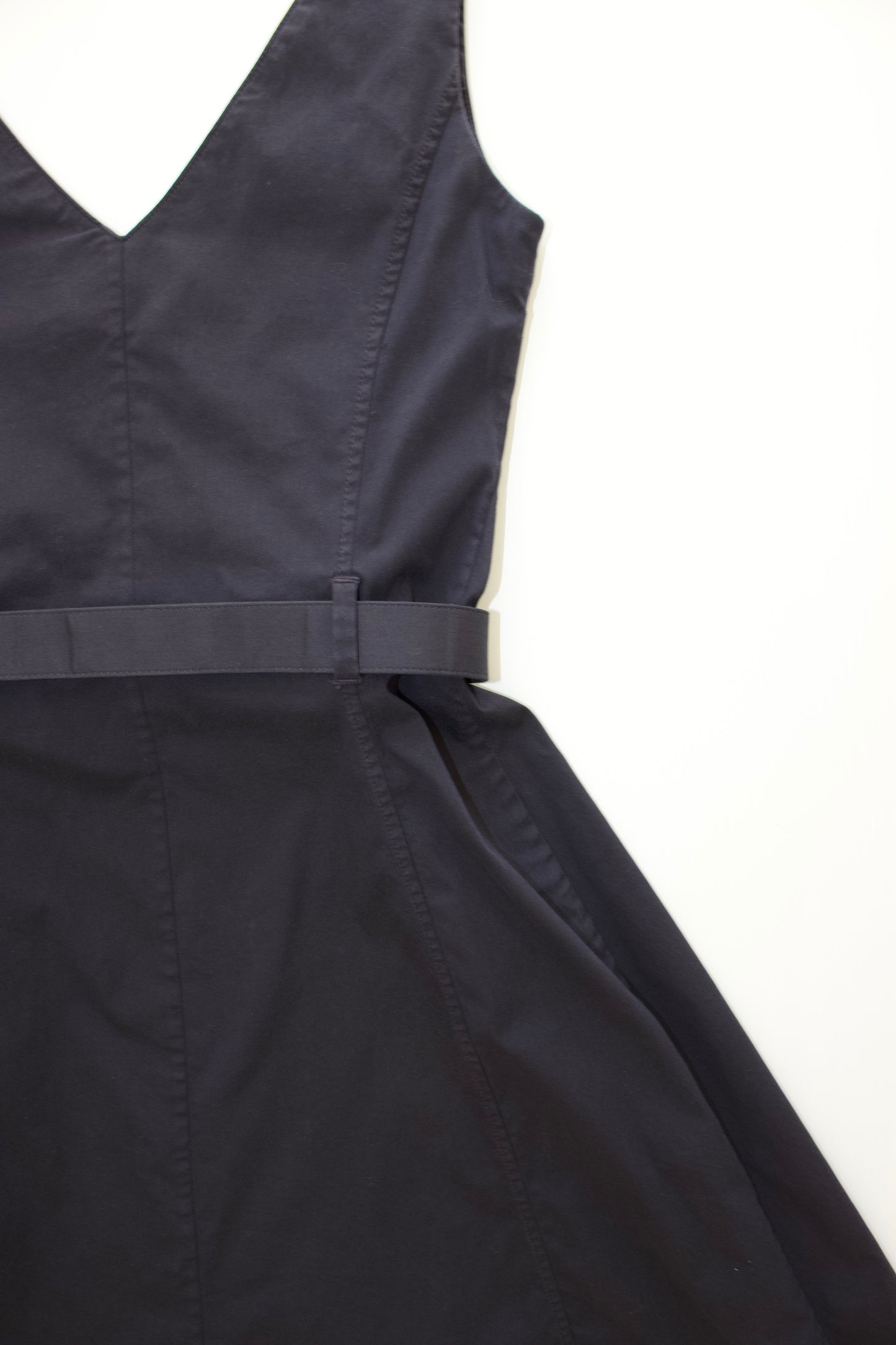 Prada SS 1995 navy A-line dress with logo belt