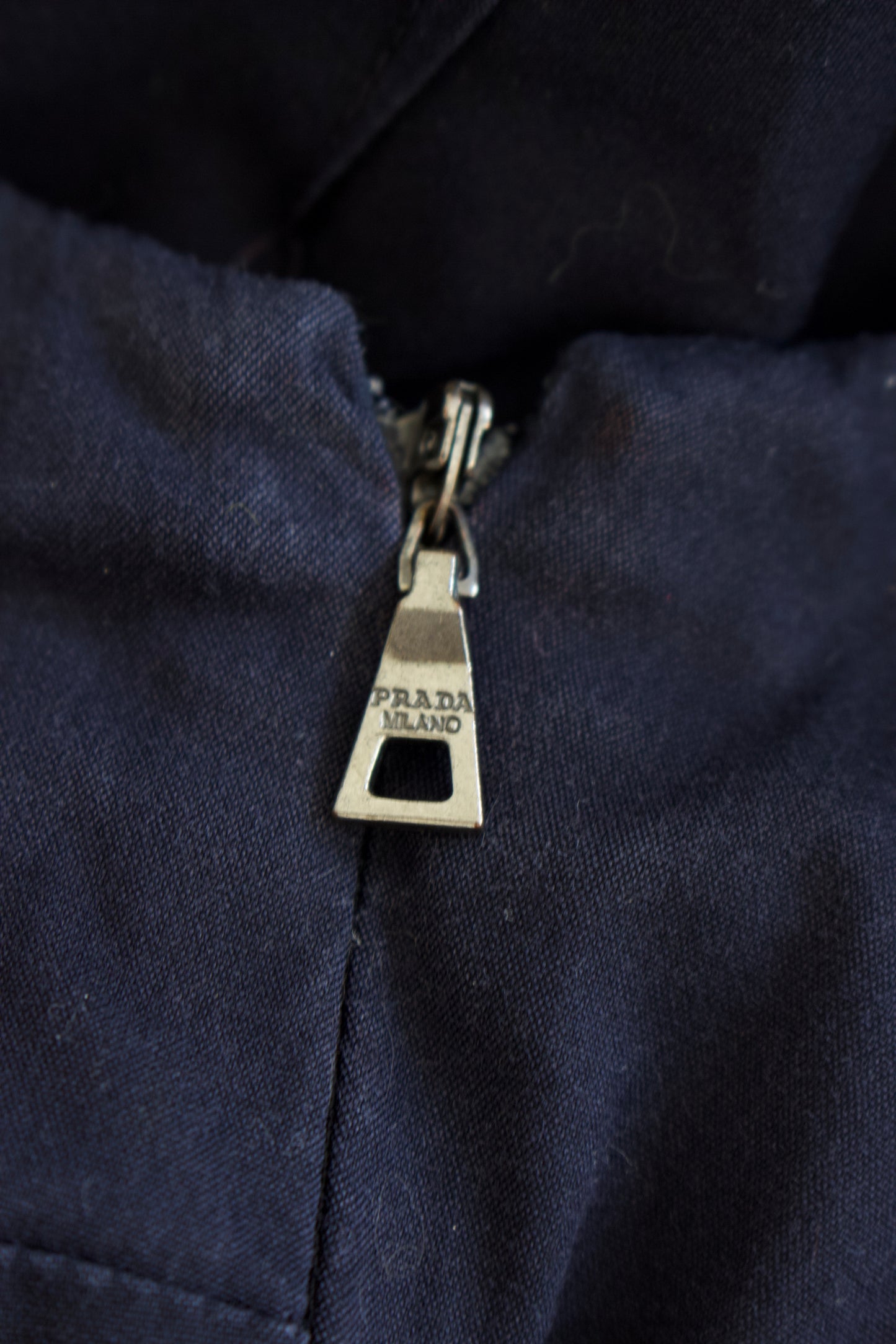 Prada SS 1995 navy A-line dress with logo belt