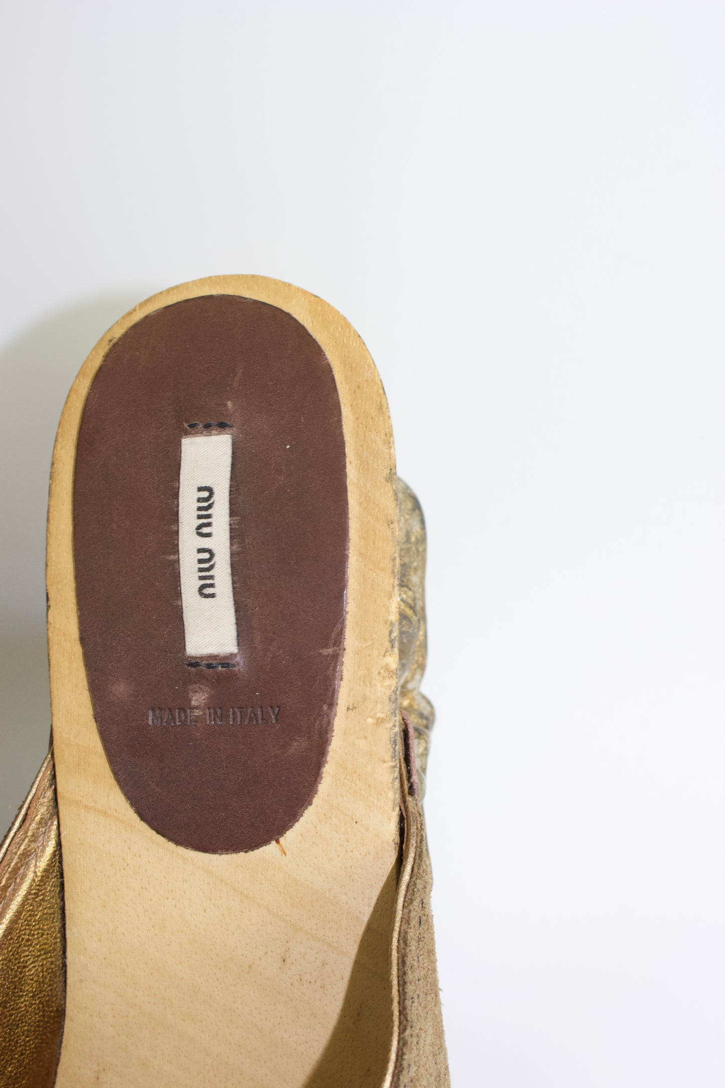 Miu Miu FW 2006 khaki wooden clogs