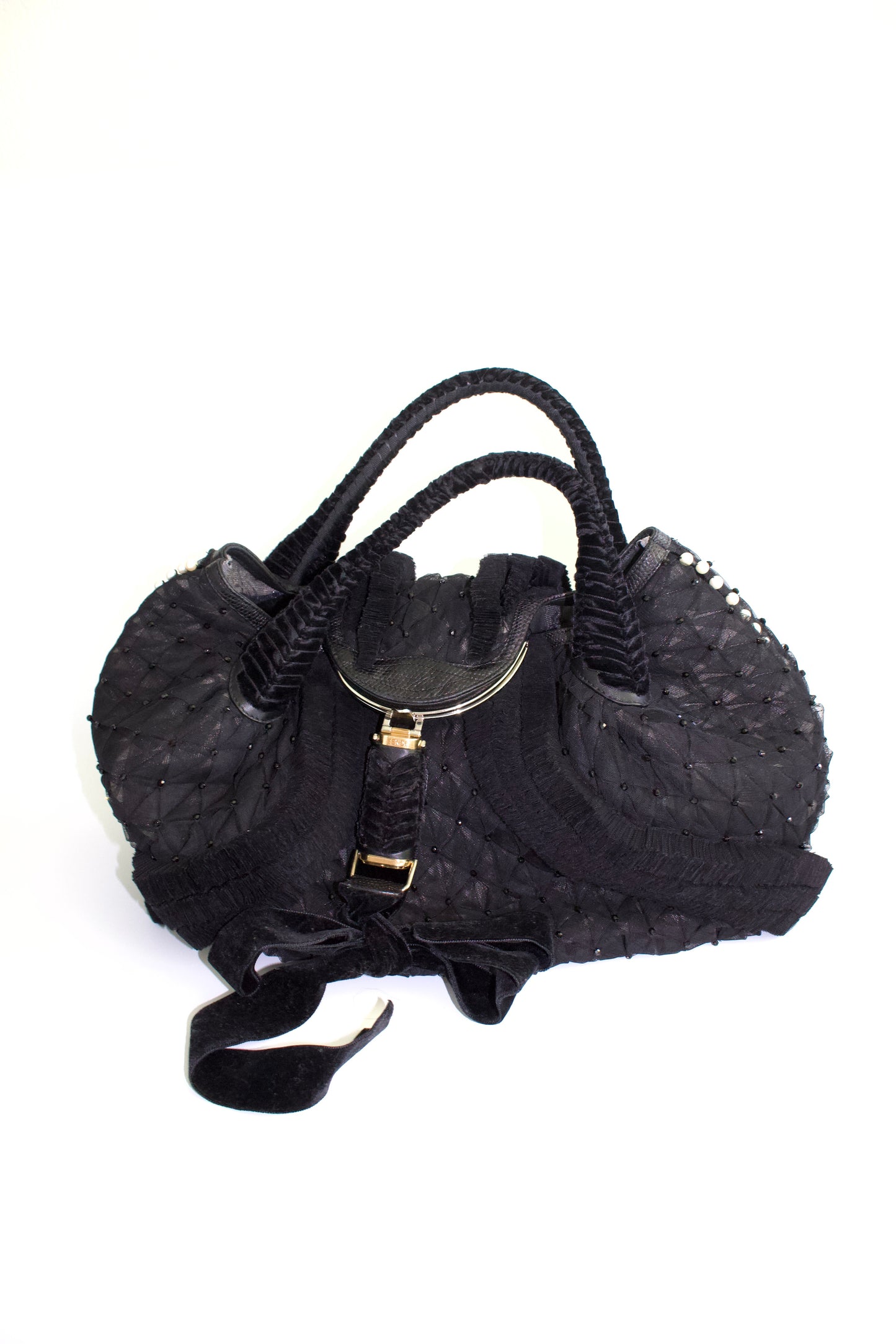 Fendi FW 2005 black lace Spy bag