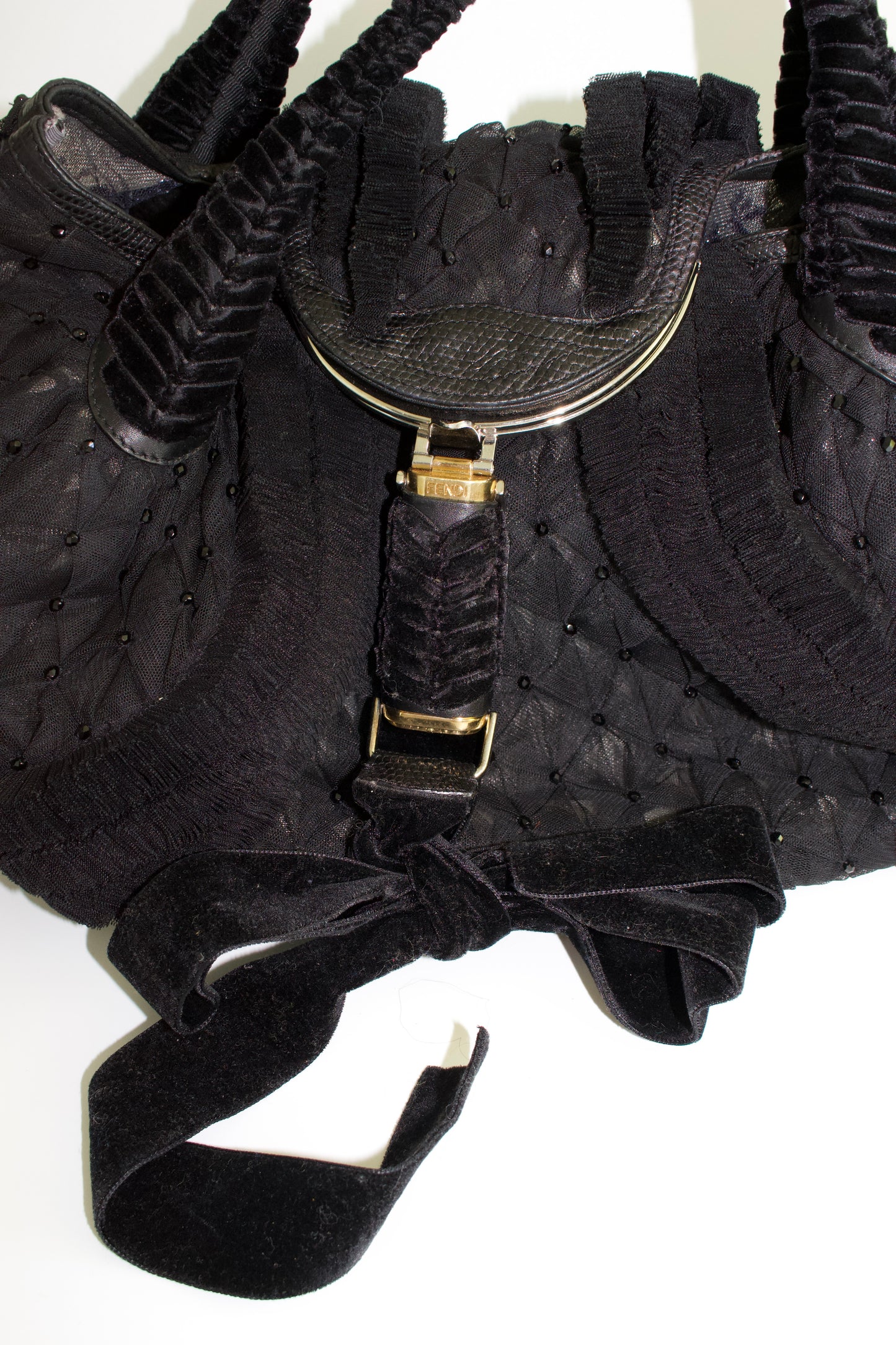 Fendi FW 2005 black lace Spy bag