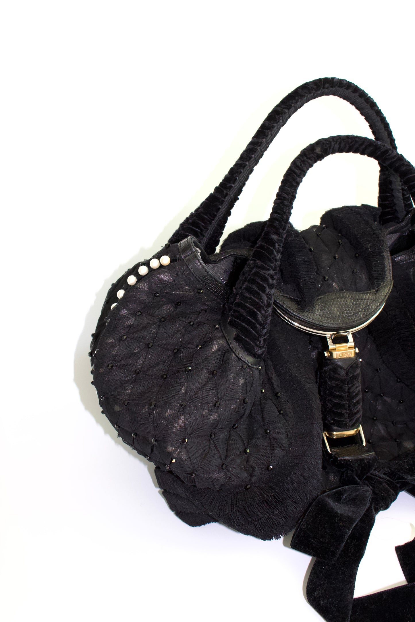 Fendi FW 2005 black lace Spy bag