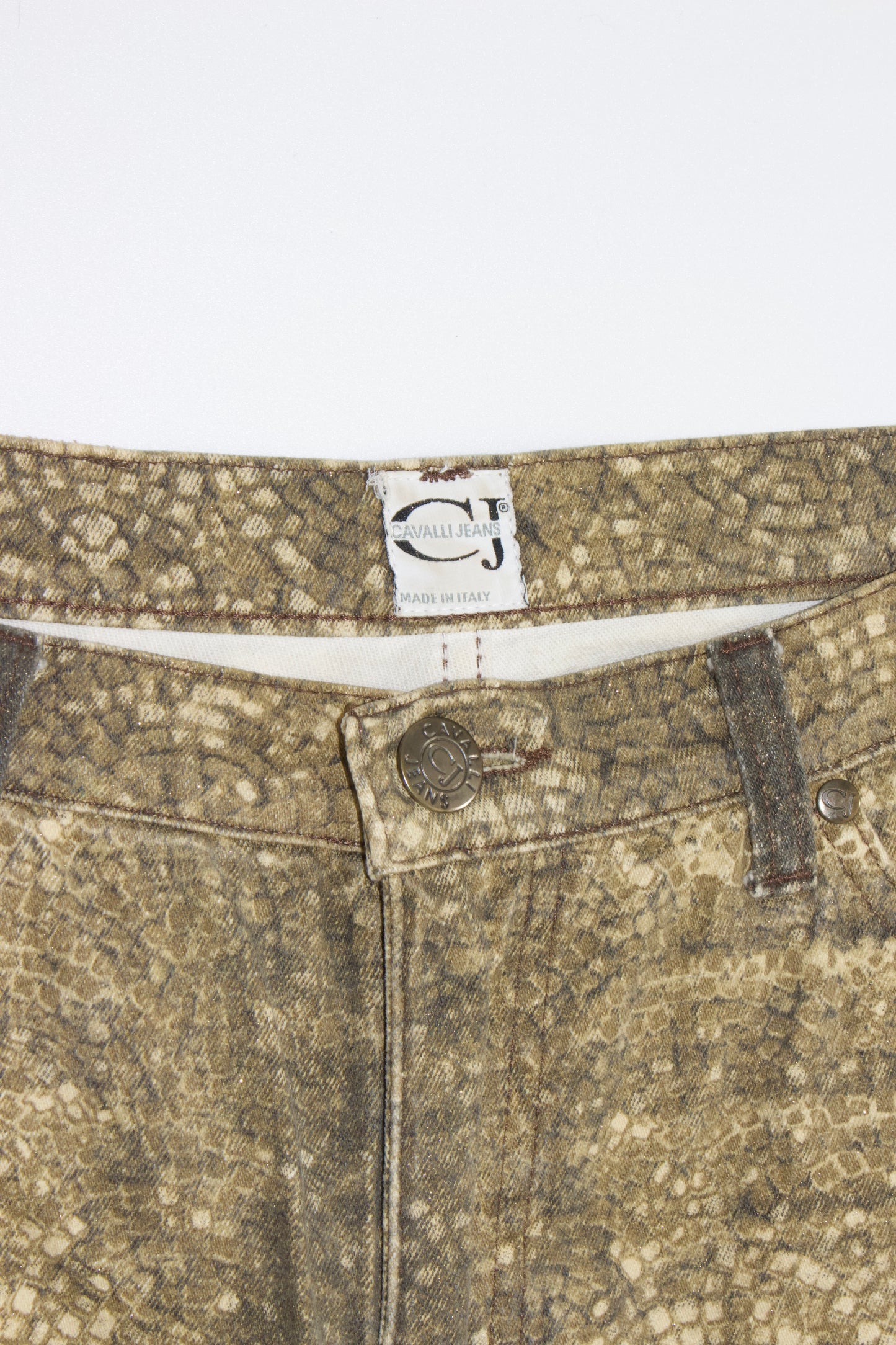 Roberto Cavalli golden mosaic-printed jeans