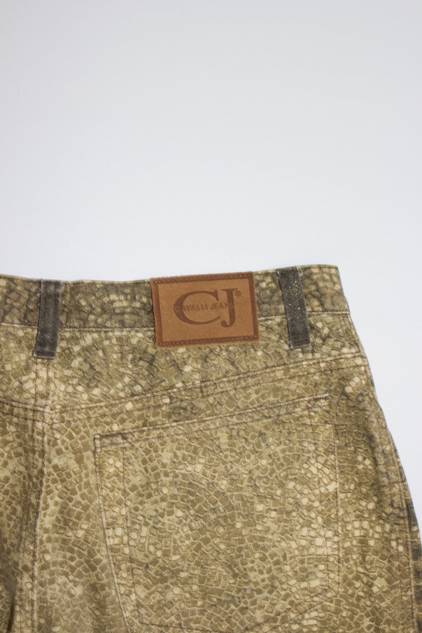 Roberto Cavalli golden mosaic-printed jeans