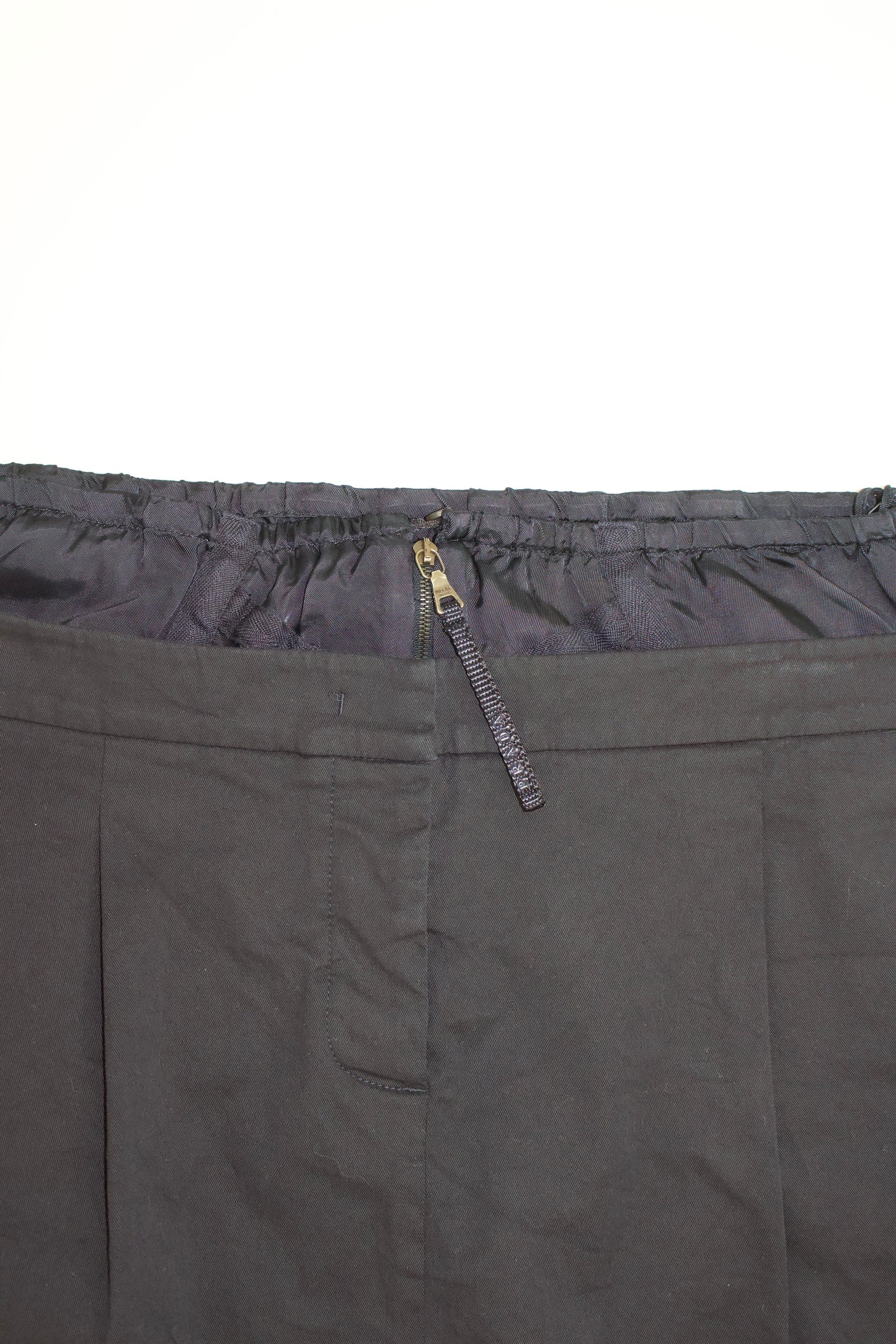 Prada SS 2009 navy mini-skirt with satin rim