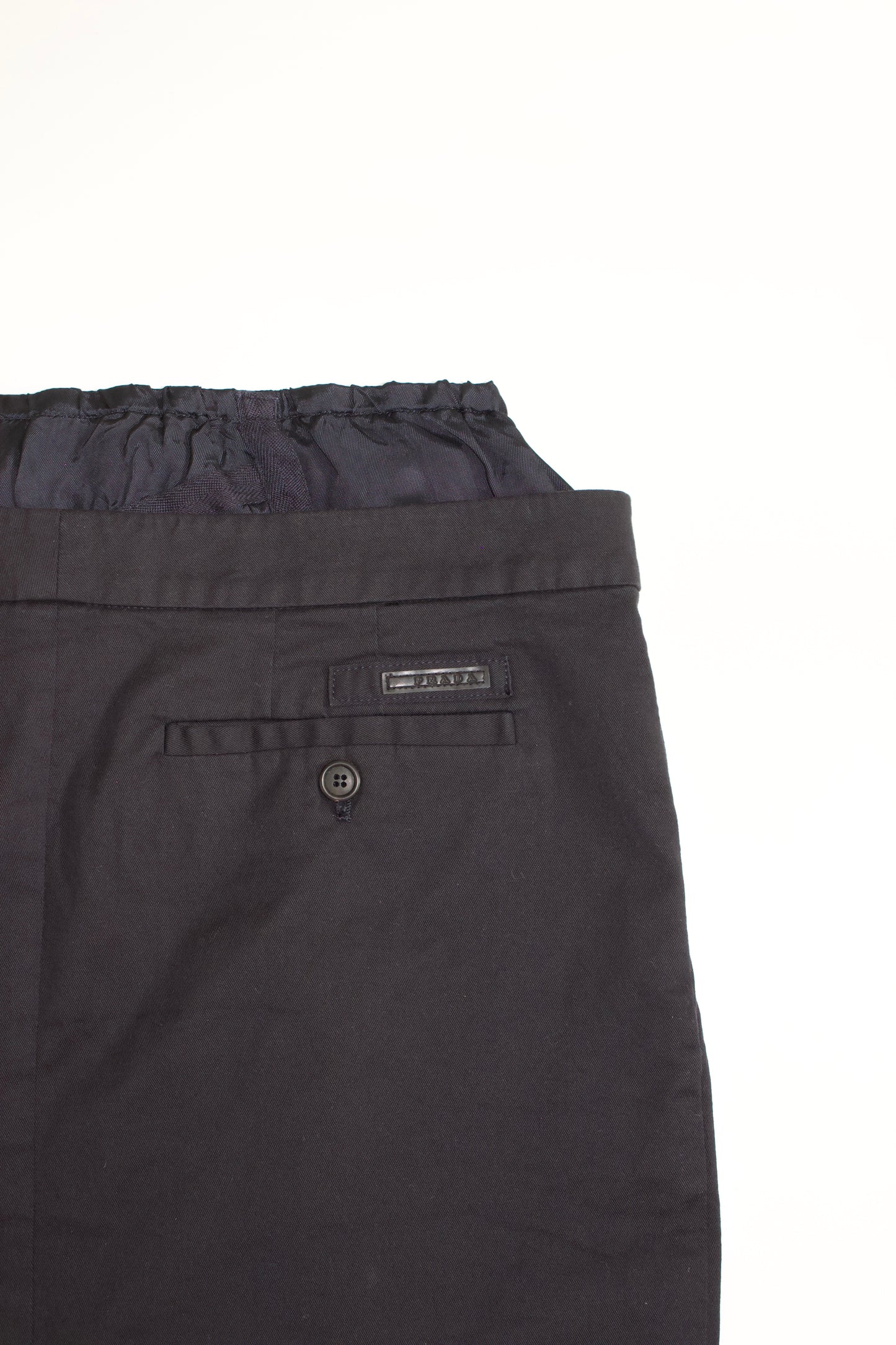 Prada SS 2009 navy mini-skirt with satin rim