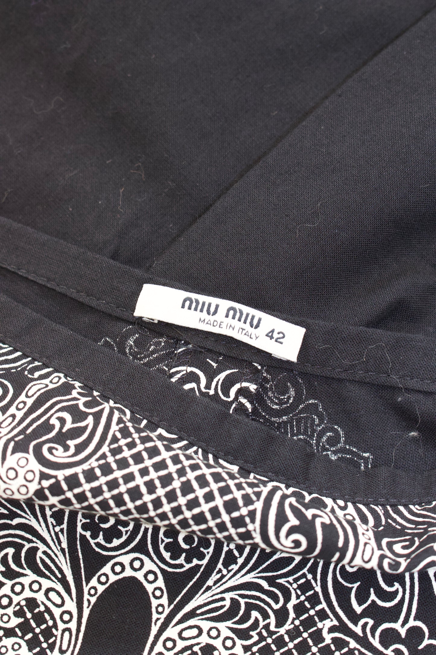 Miu Miu SS2002 black and white printed mini-skirt