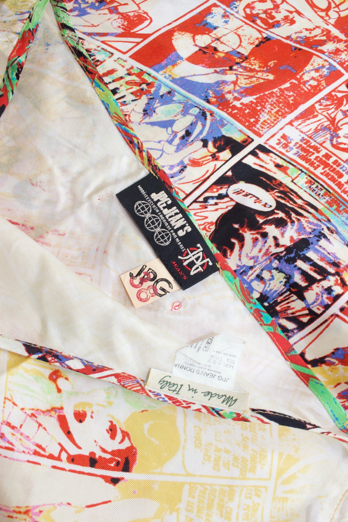 Jean Paul Gaultier FW1995 'Safe Sex’ comic print midi-skirt