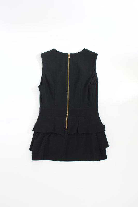 Pinko black peplum top with leather panelling