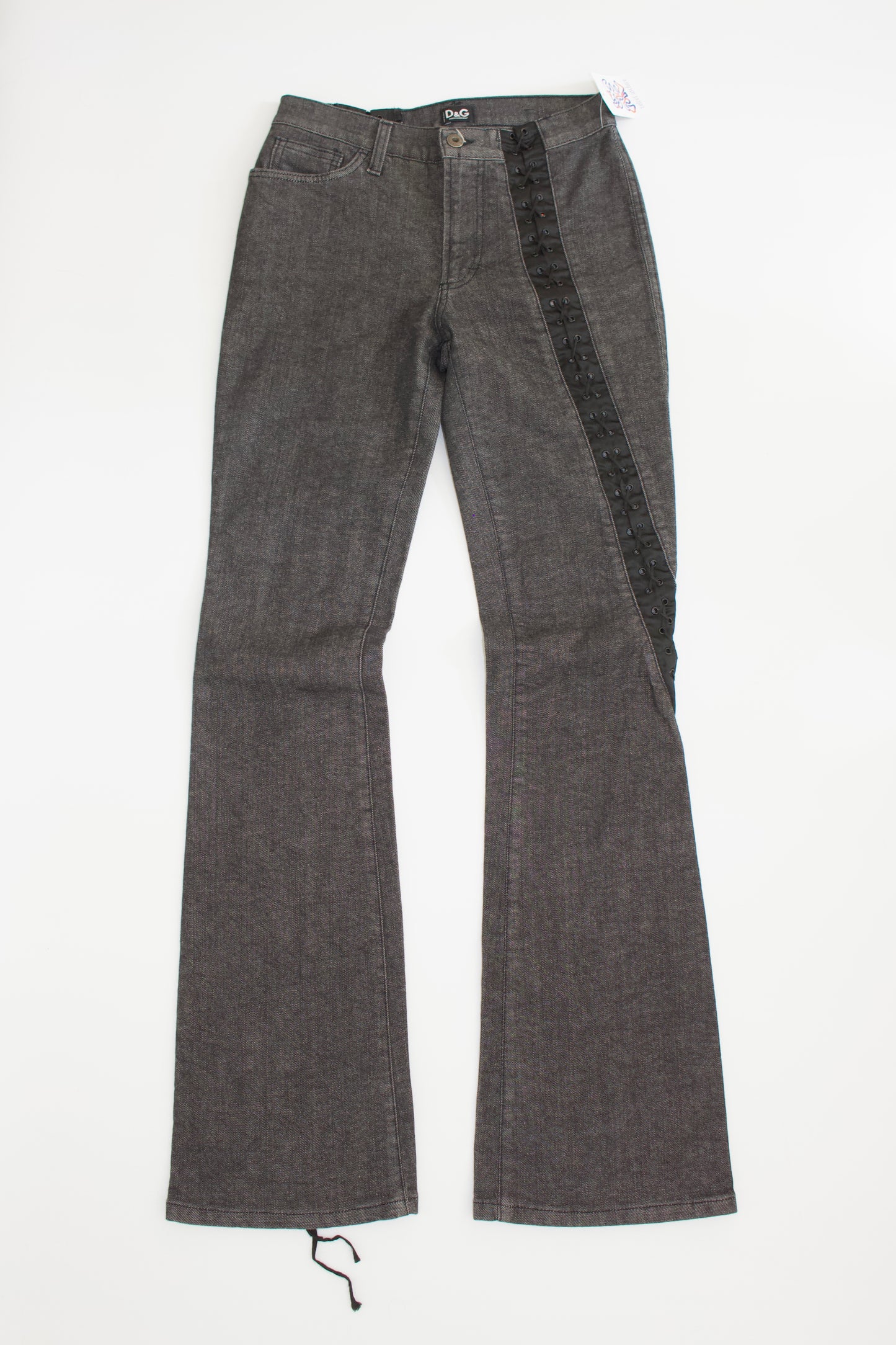 Dolce & Gabbana SS 2002 grey lace-up jeans