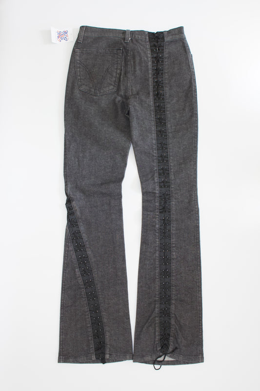 Dolce & Gabbana SS 2002 grey lace-up jeans