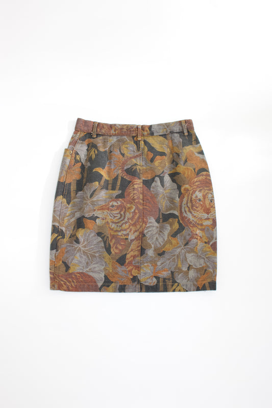 Kenzo 90s colourful tiger print mini-skirt