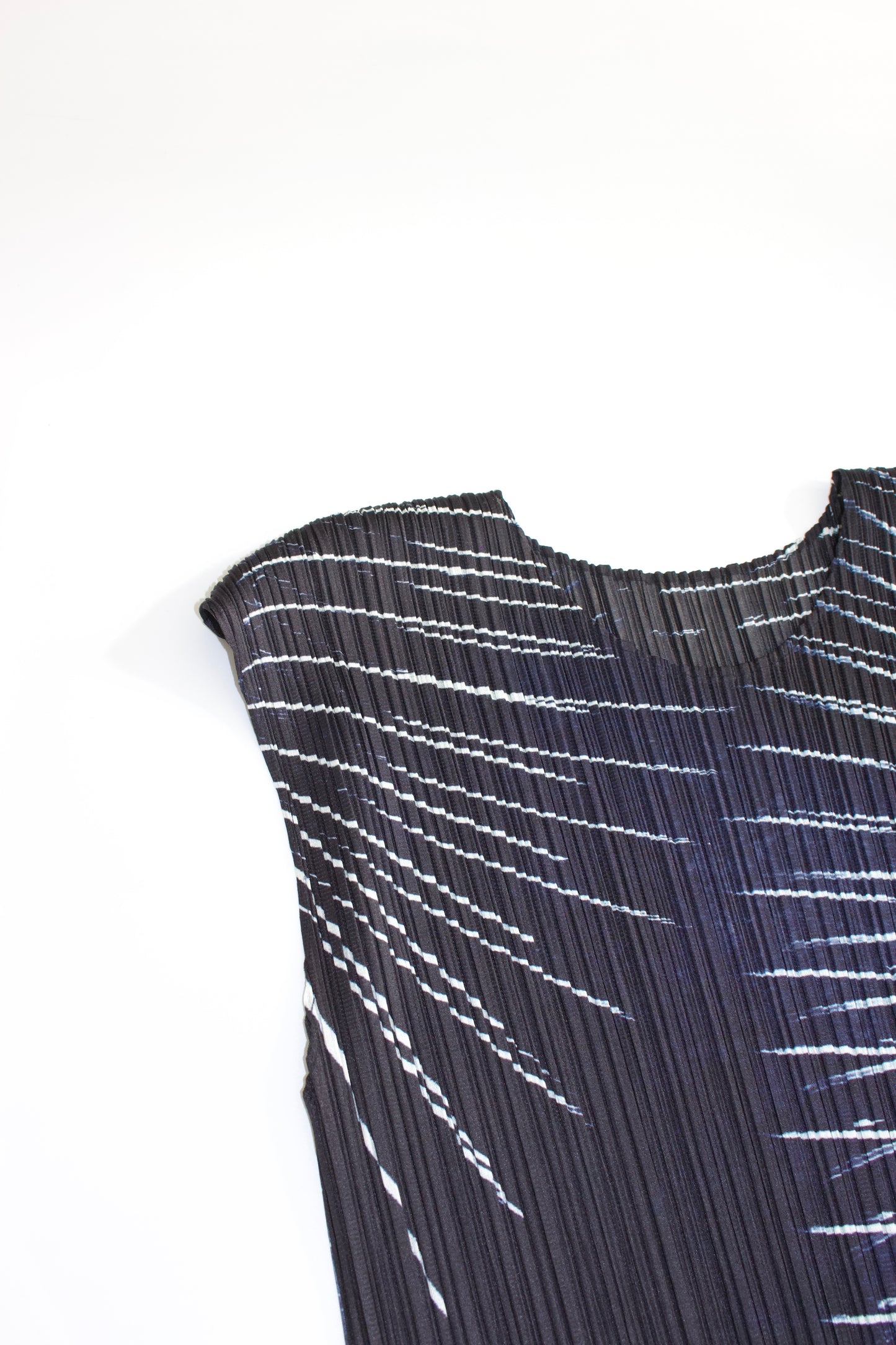 Issey Miyake Pleats Please navy printed sleeveless top
