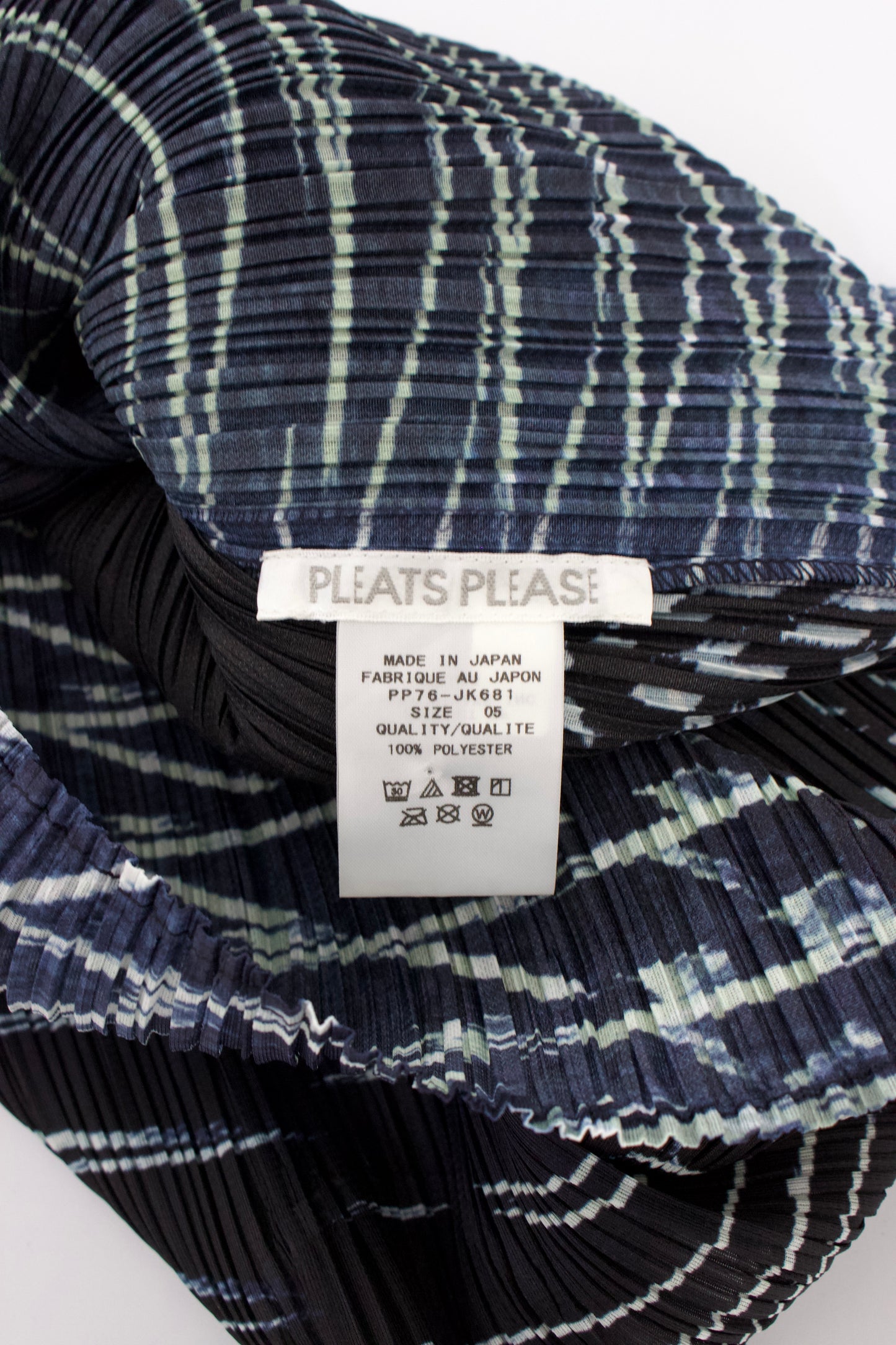 Issey Miyake Pleats Please navy printed sleeveless top