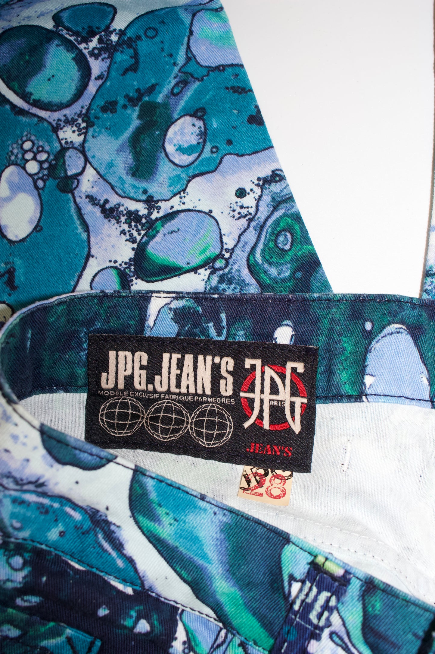 Jean Paul Gaultier SS 2001 blue printed jeans