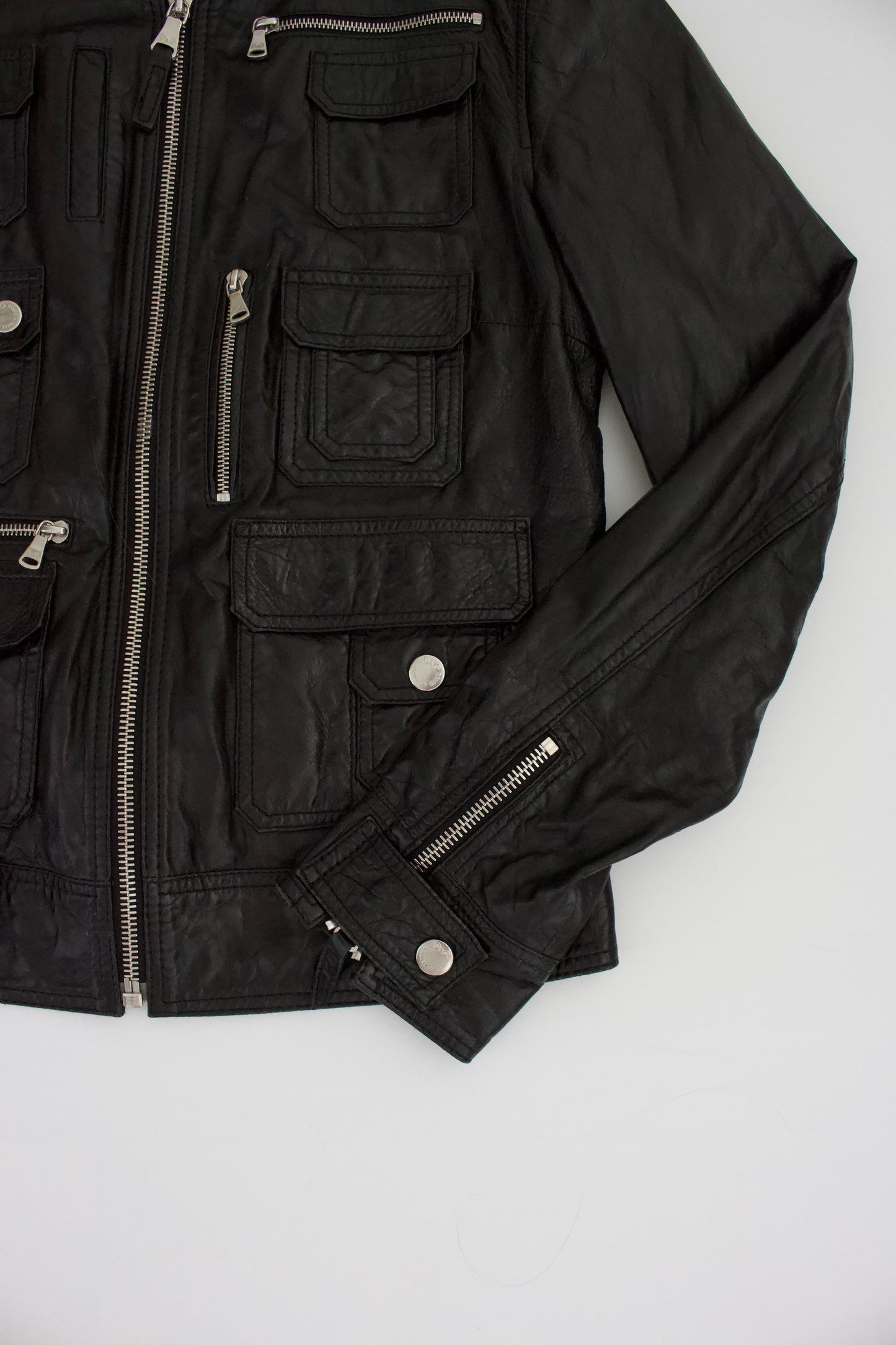 Dolce & Gabbana 2000s black leather multi-pocket jacket