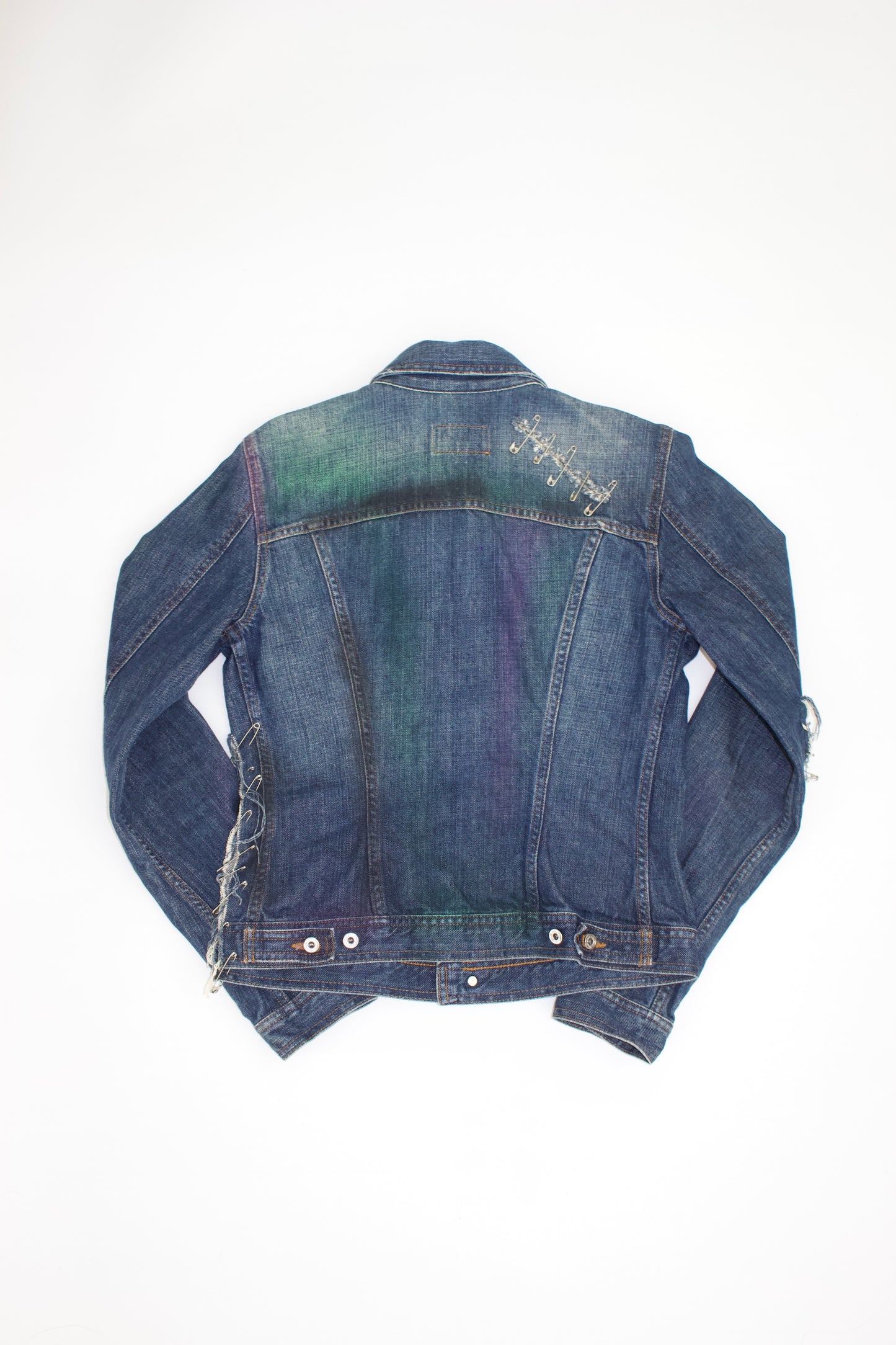 Dolce Gabbana SS 2001 denim jacket with safety pins