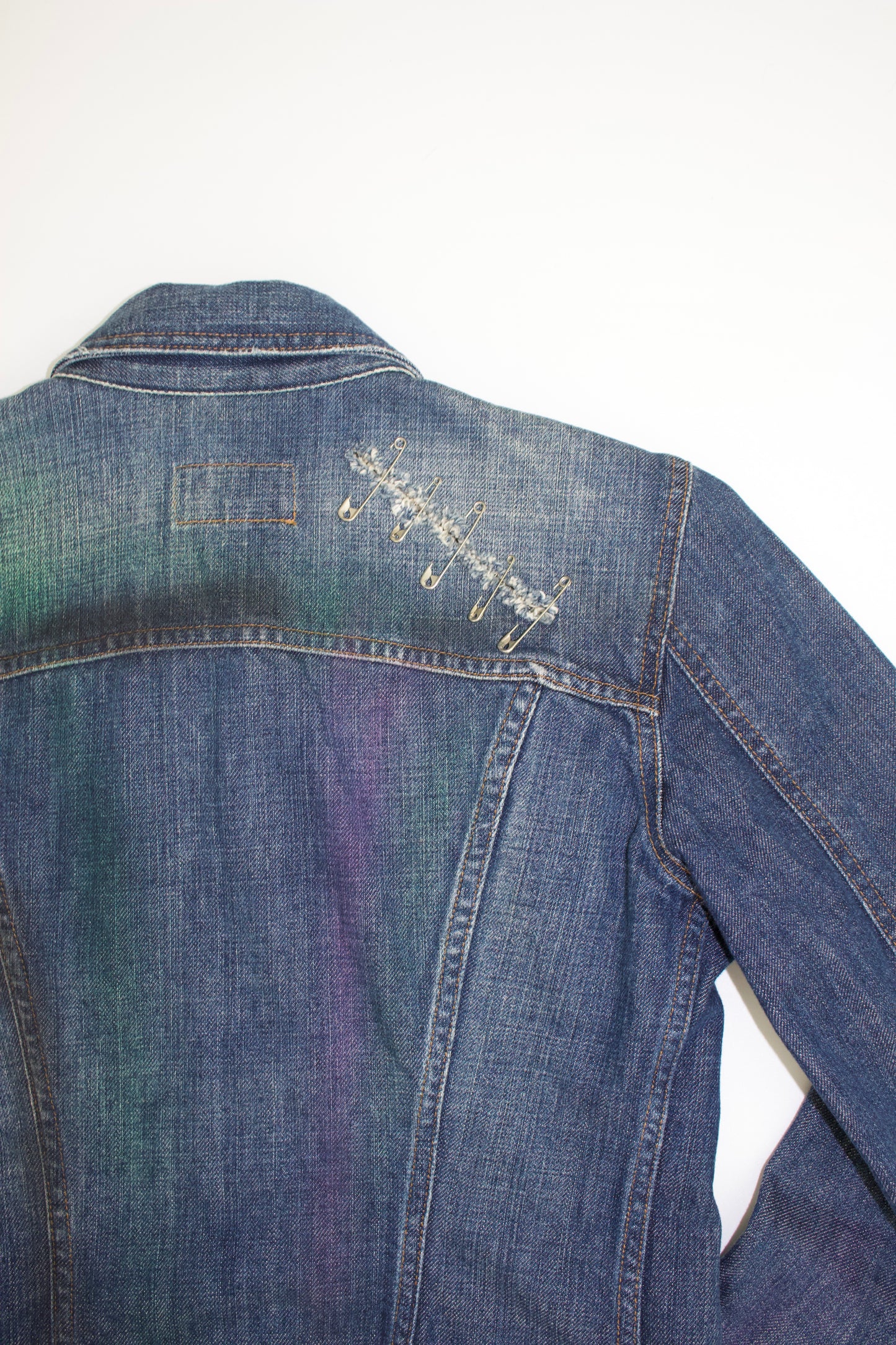 Dolce Gabbana SS 2001 denim jacket with safety pins