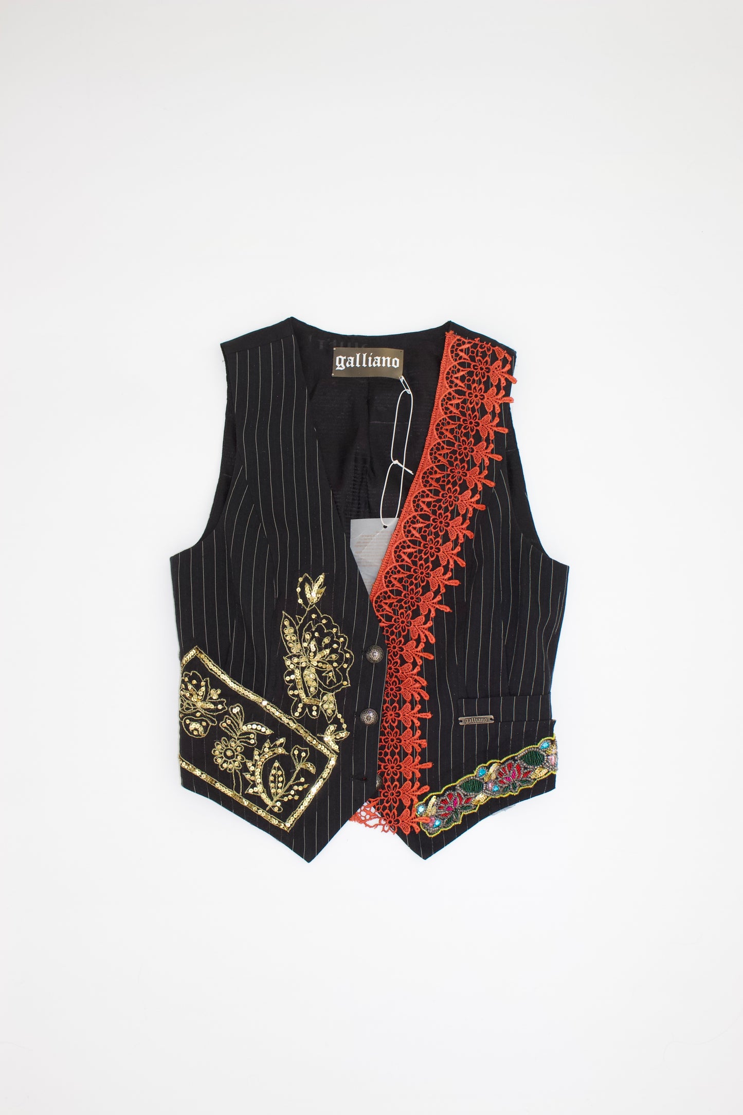Galliano 2010s multi-coloured vest with sequins and embroidery