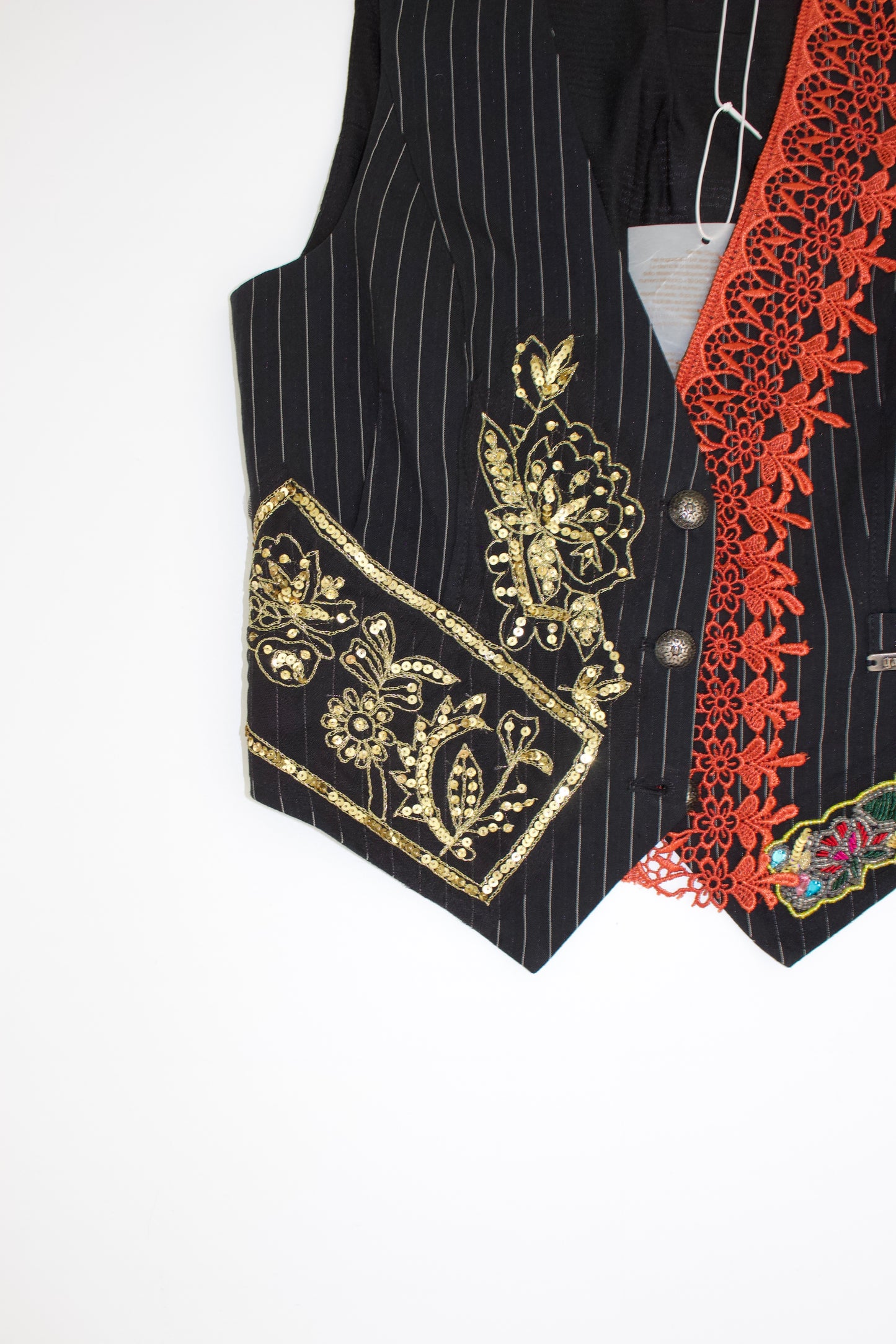 Galliano 2010s multi-coloured vest with sequins and embroidery