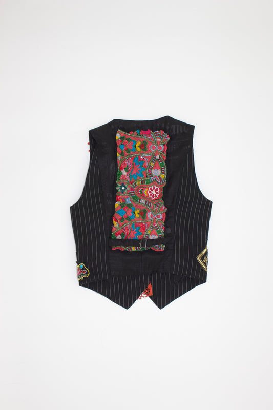 Galliano 2010s multi-coloured vest with sequins and embroidery