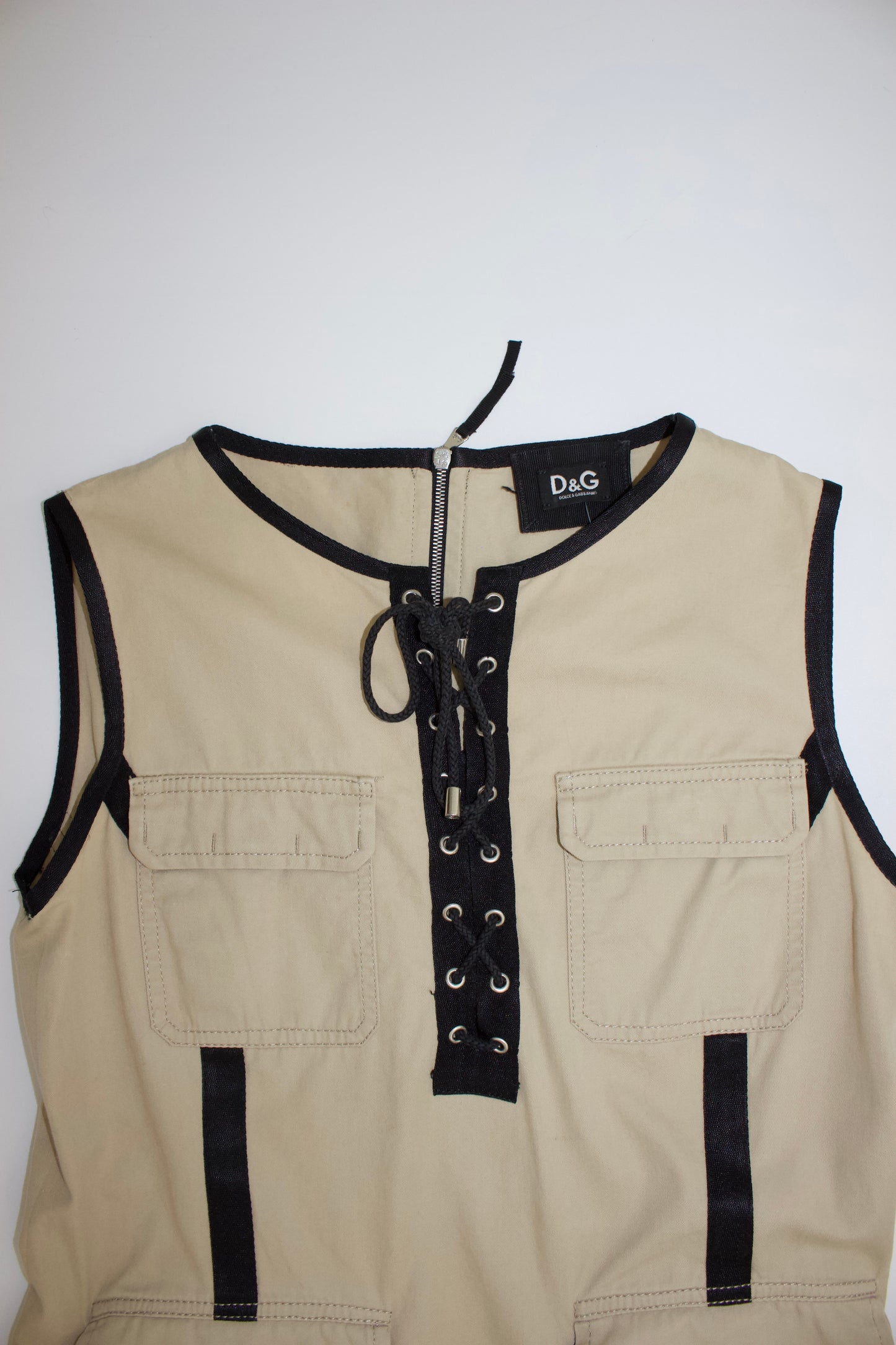 Dolce & Gabbana cream dress with lace-up detailing