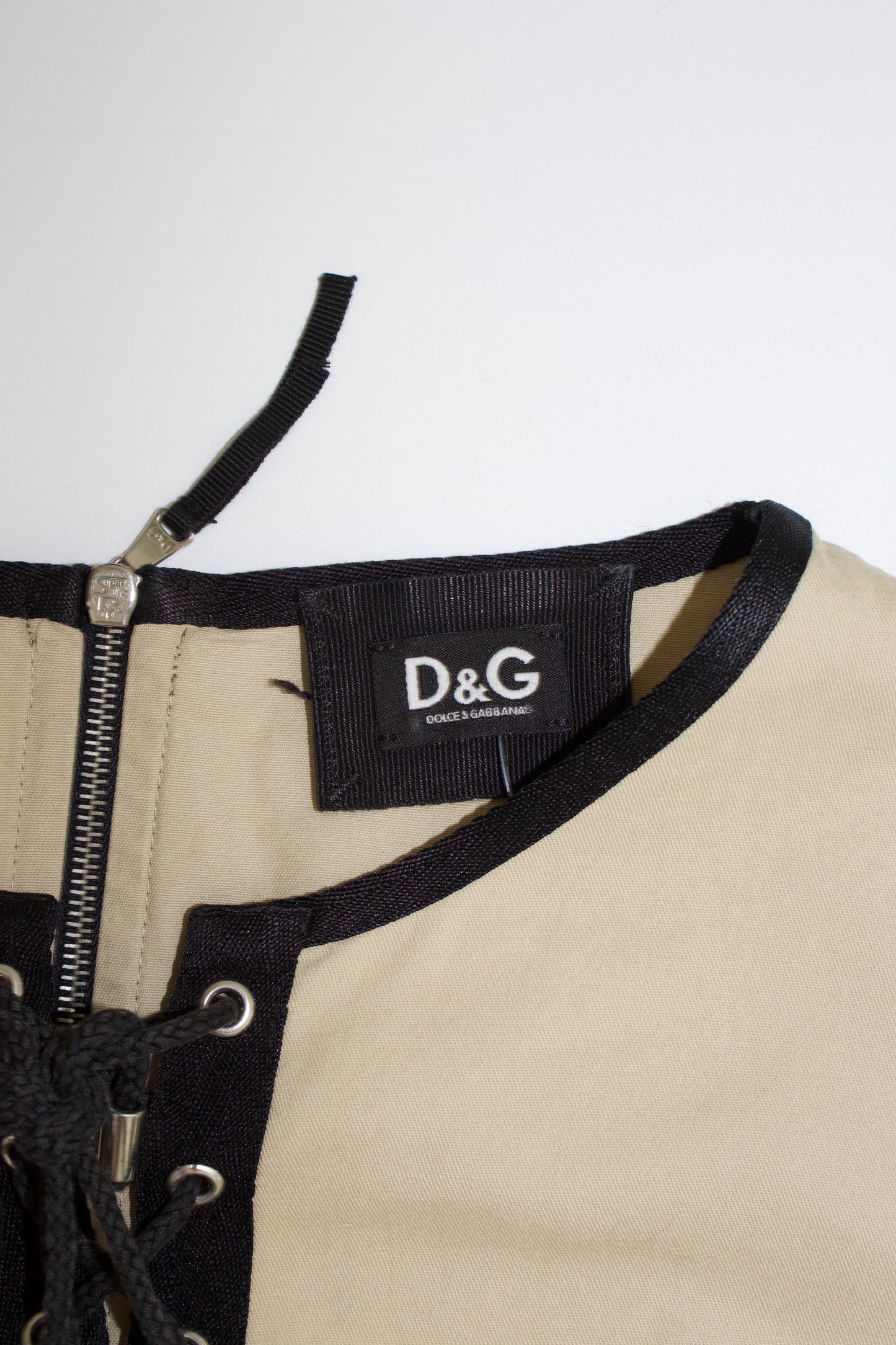 Dolce & Gabbana cream dress with lace-up detailing