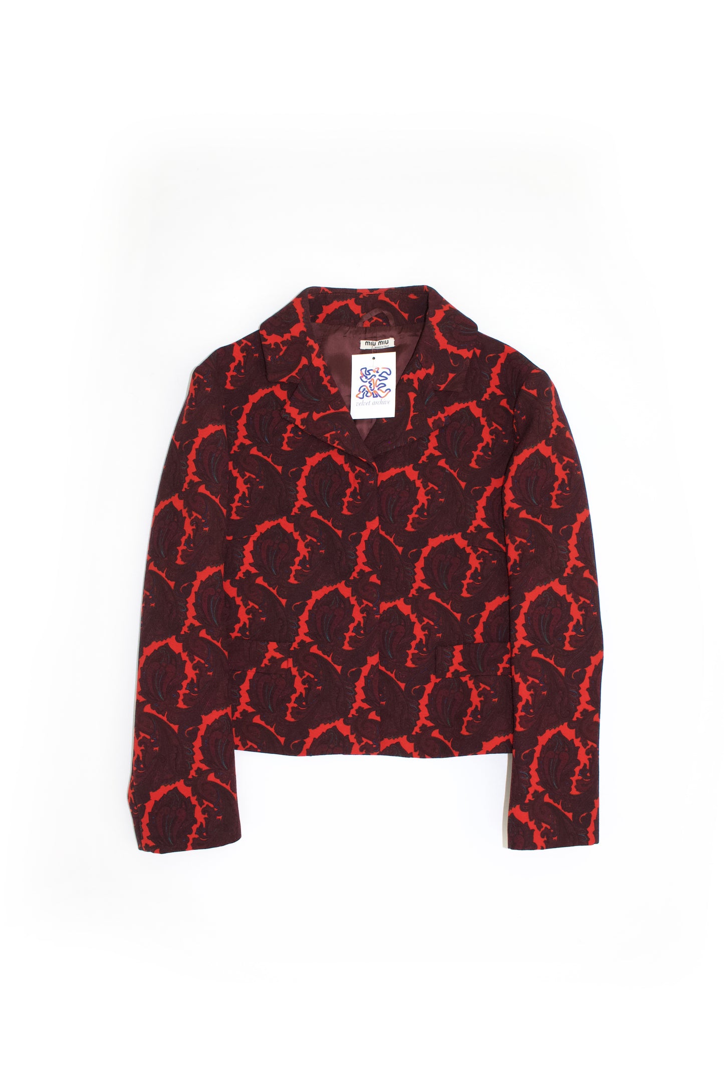 Miu Miu FW2005 red paisley-print wool blazer