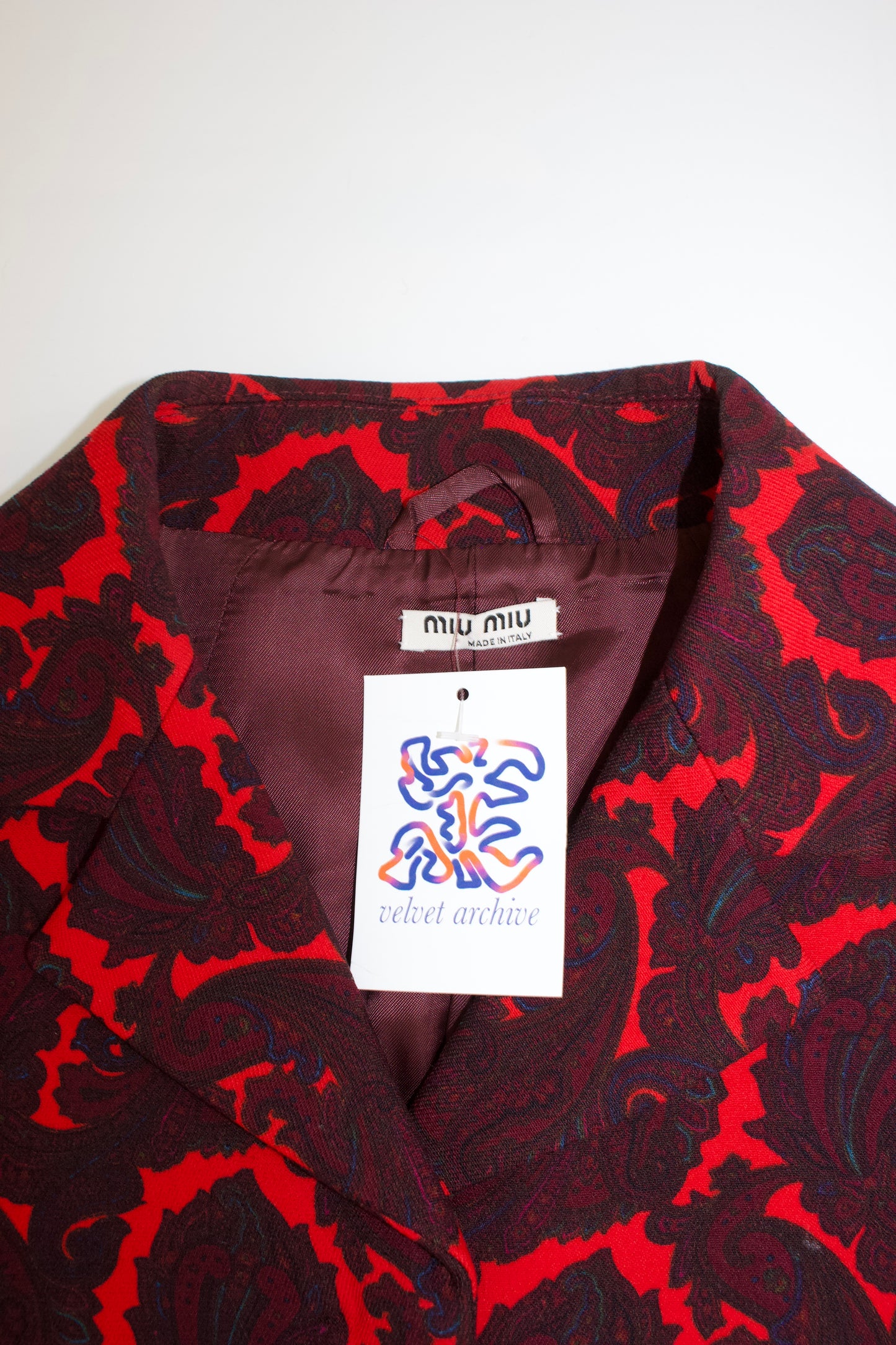 Miu Miu FW2005 red paisley-print wool blazer