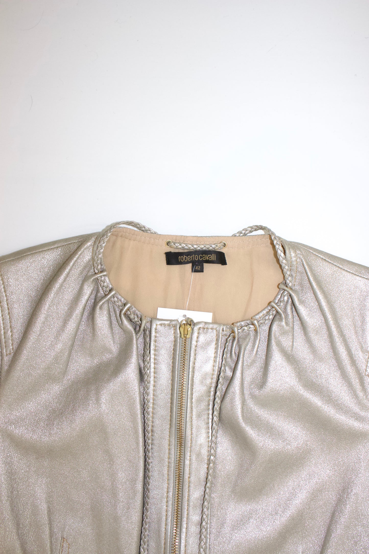 Roberto Cavalli 2000s silver leather jacket